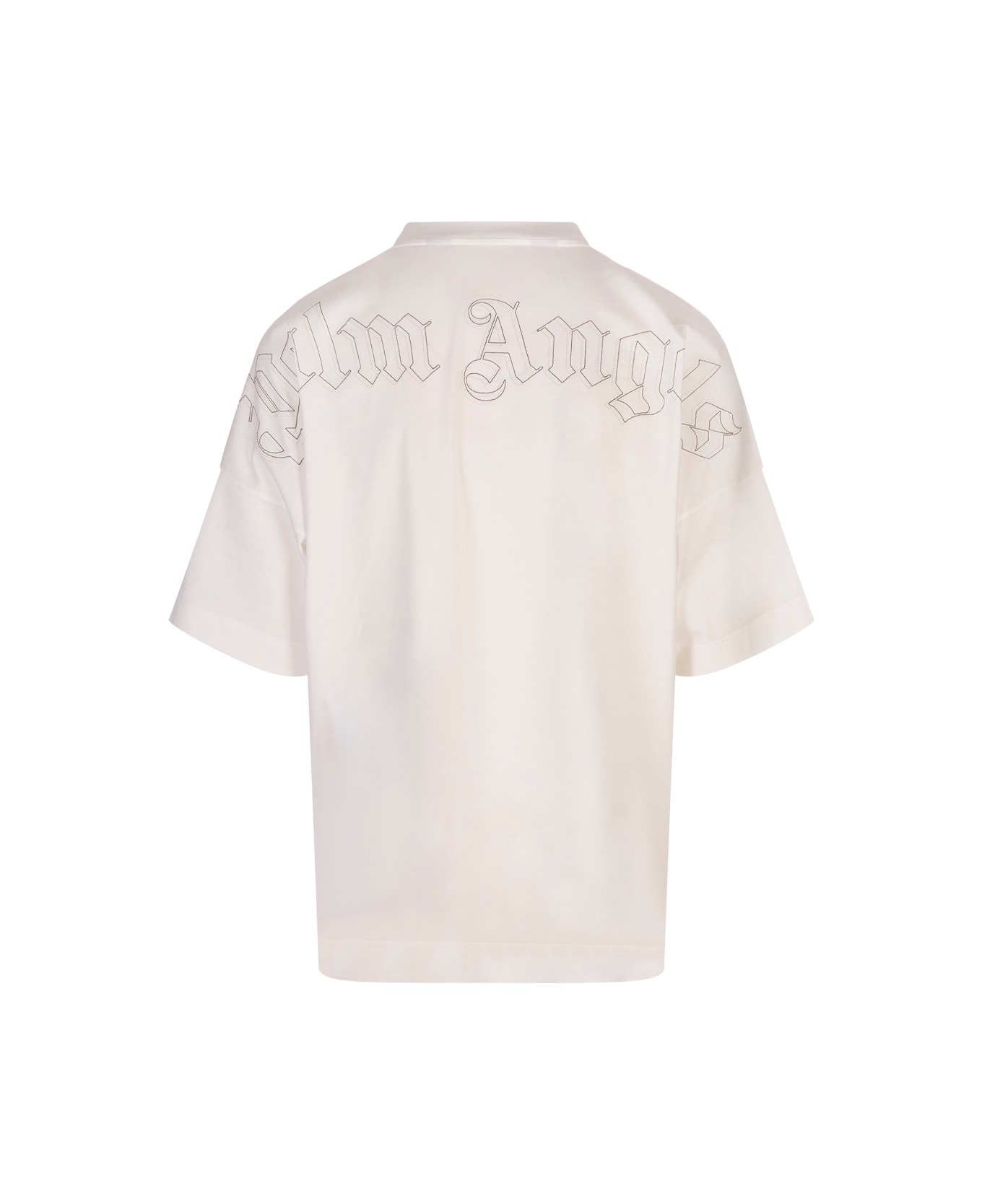 Palm Angels White T-shirt With Embroidered Monogram - White