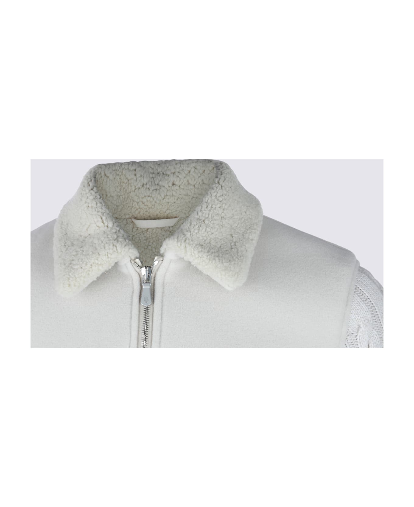 Eleventy Beige Wool Leather Jacket - Sand