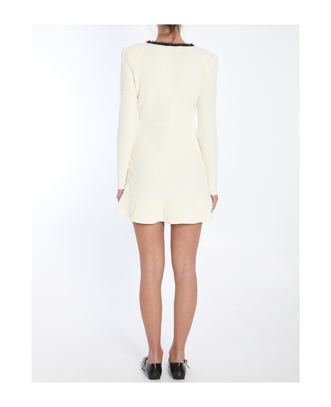 self-portrait Knit Mini Dress - WHITE ワンピース＆ドレス