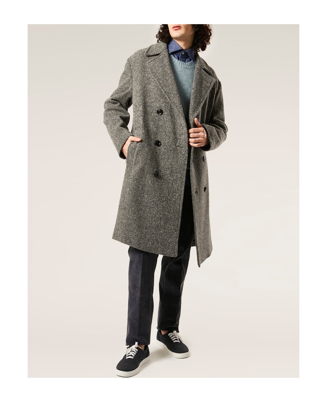 doppiaa Aathene Grey Double-breasted Coat