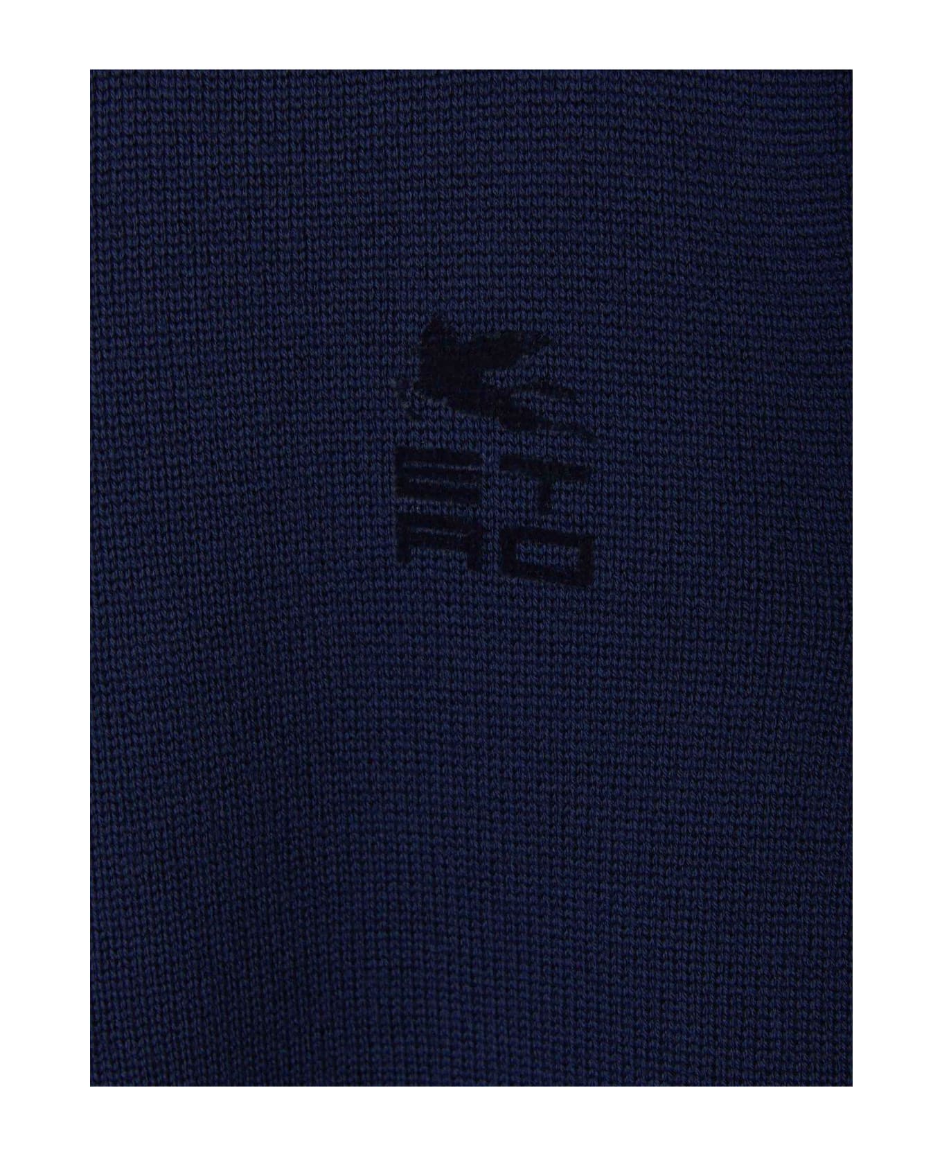 Etro Logo Detailed Crewneck Jumper - Blu