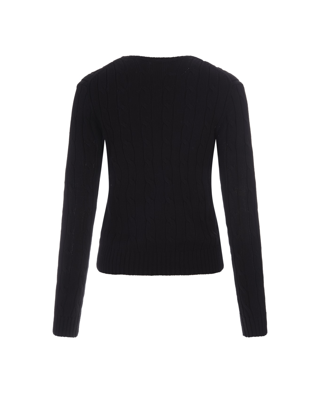 Ralph Lauren Crew Neck Sweater In Black Braided Knit - Black ニットウェア