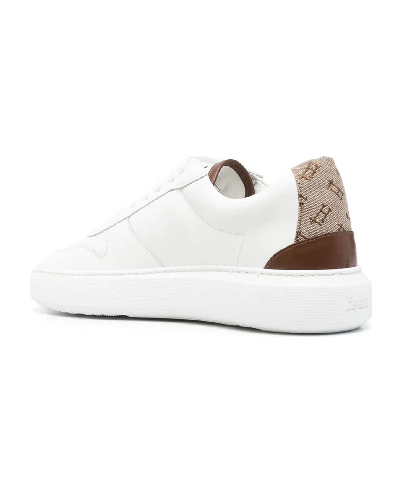 Herno White Calf Leather Sneakers - Bianco