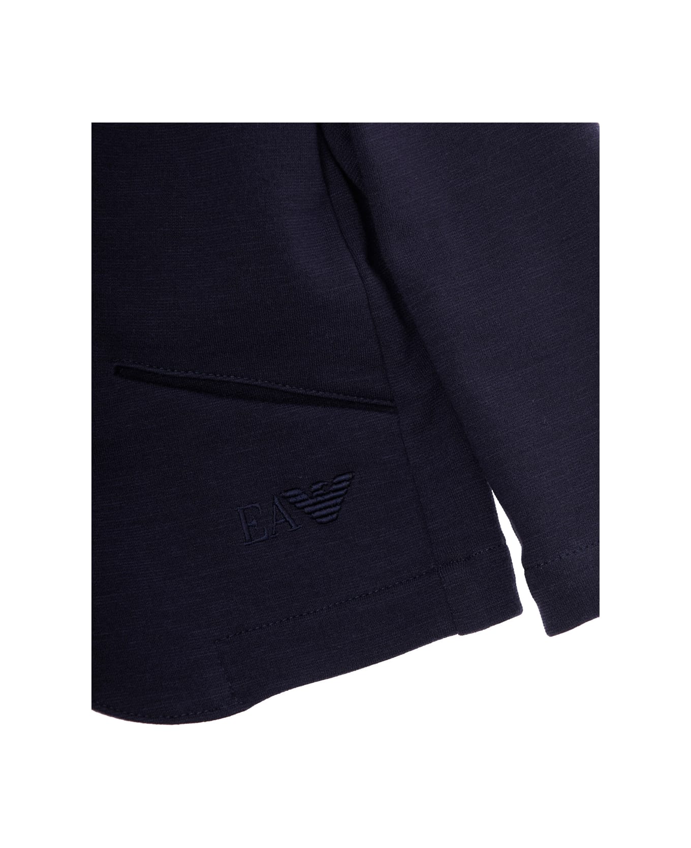 Emporio Armani Blue Single-breasted Jacket With Notched Revers And Logo Patch On The Sleeve In Fabric Baby - Blu