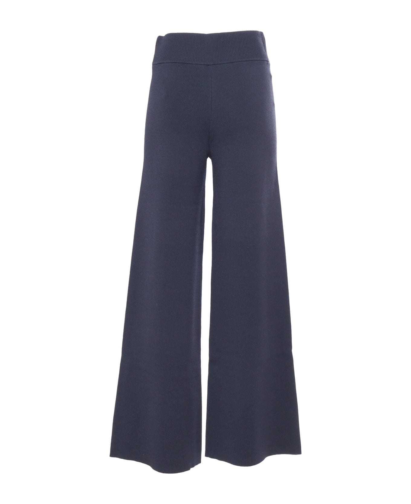 Parosh Flared Knitted Trousers - BLUE ボトムス