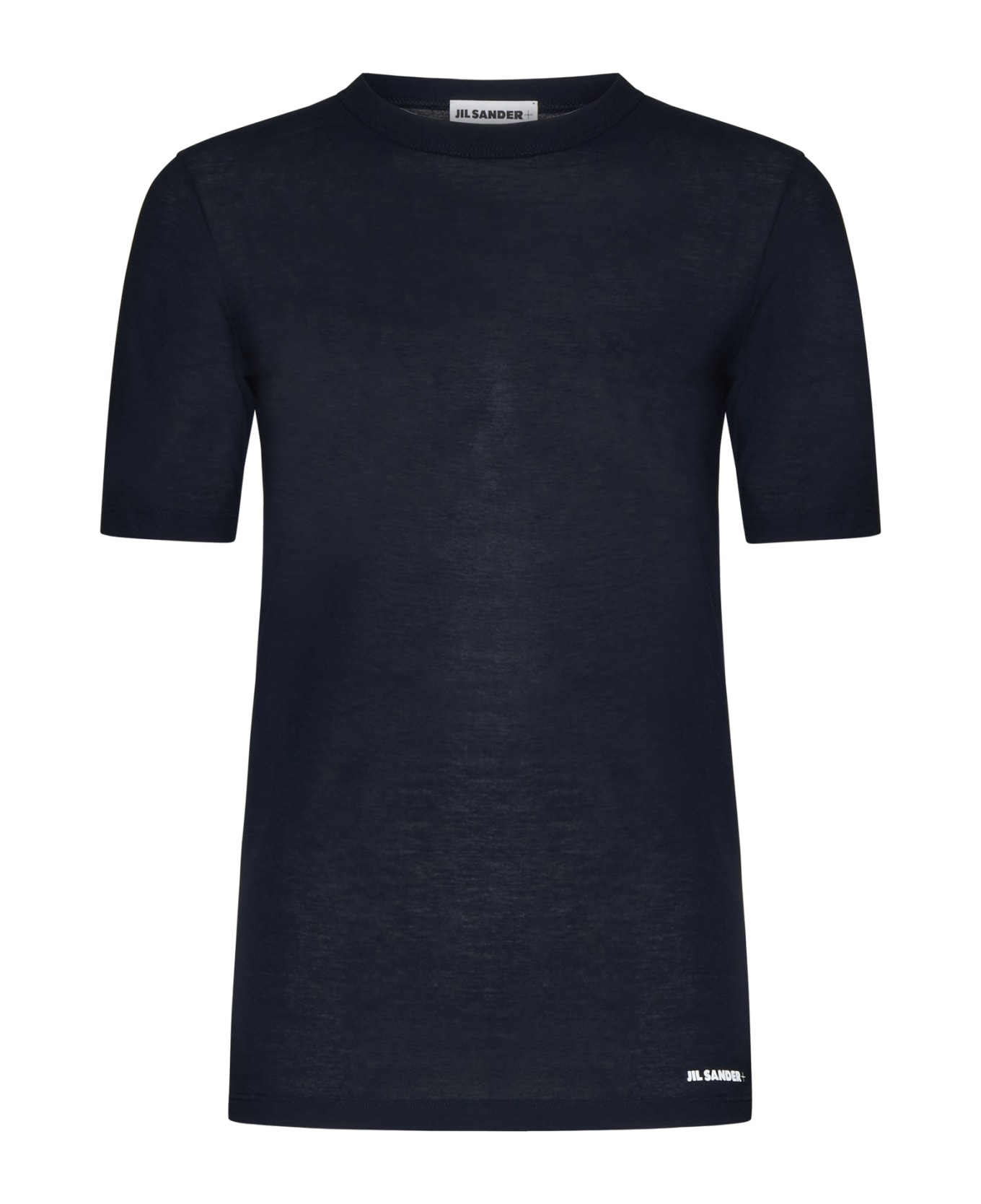 Jil Sander Night Blue Cotton Jersey Regular T-shirt By Ganni With Sleeve And Front Print. - Midnight