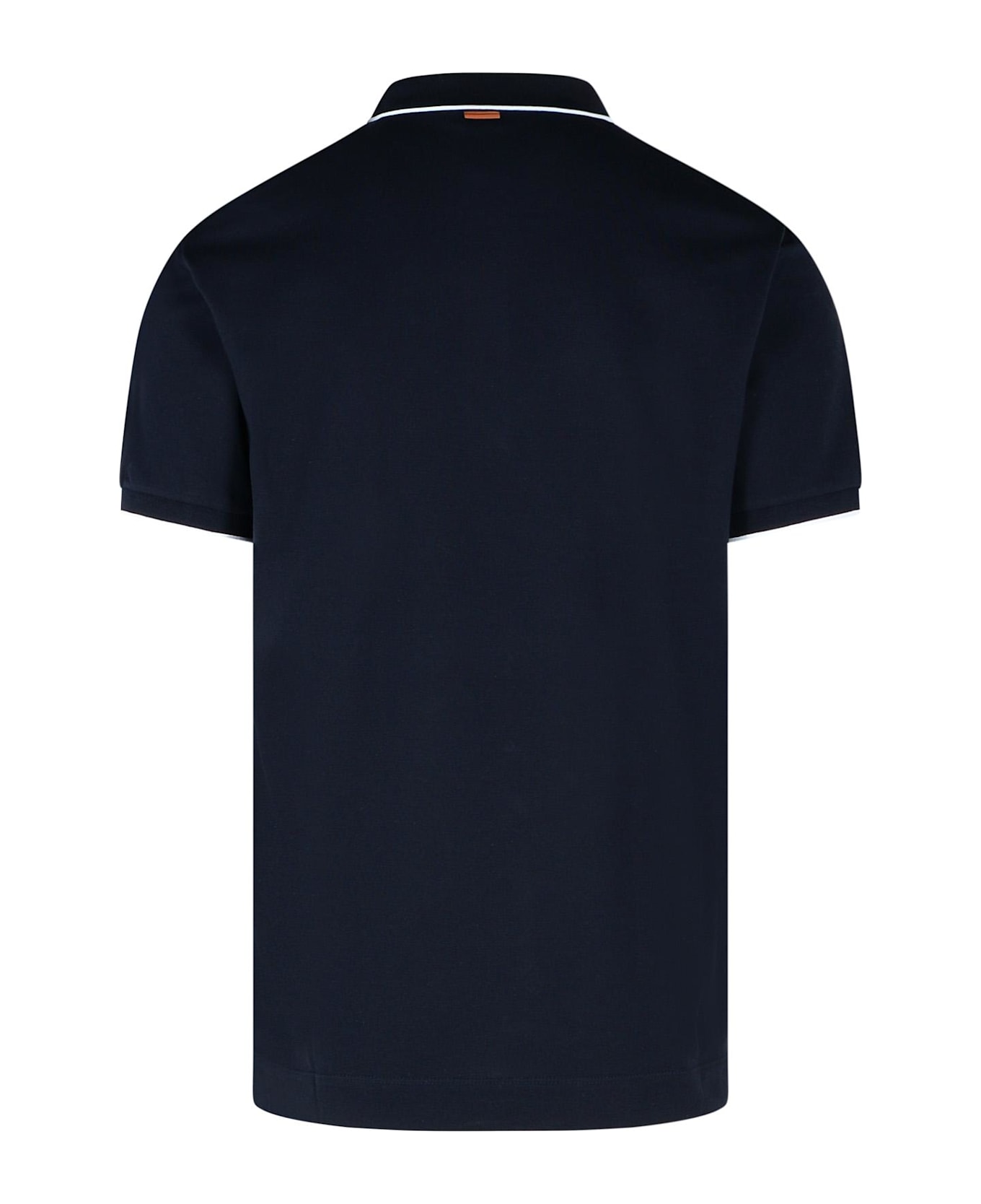 Zegna Polo Shirt In Blue Cotton - Blue
