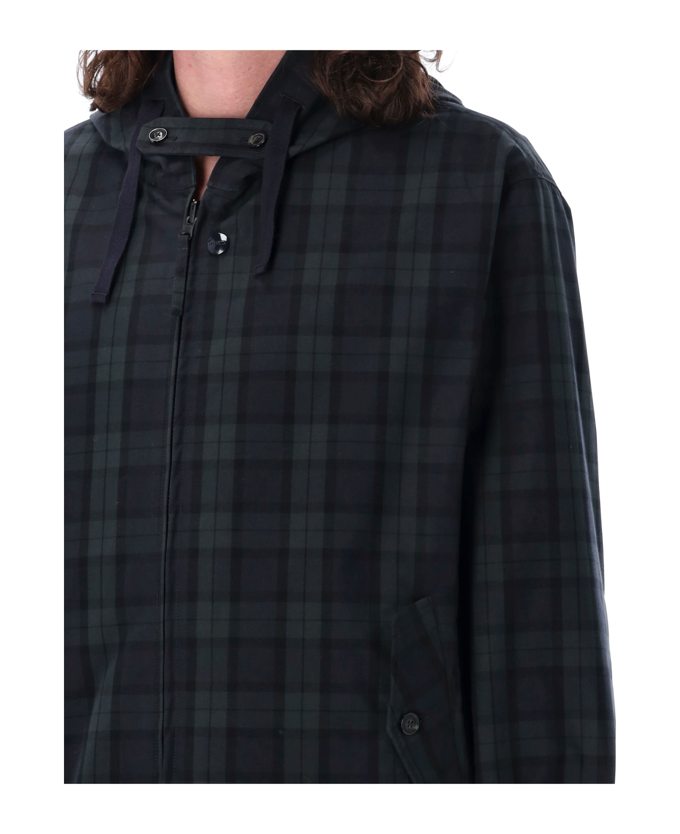 Baracuta Four Climes Reversible Hooded Jacket - NAVY CHECK ブレザー