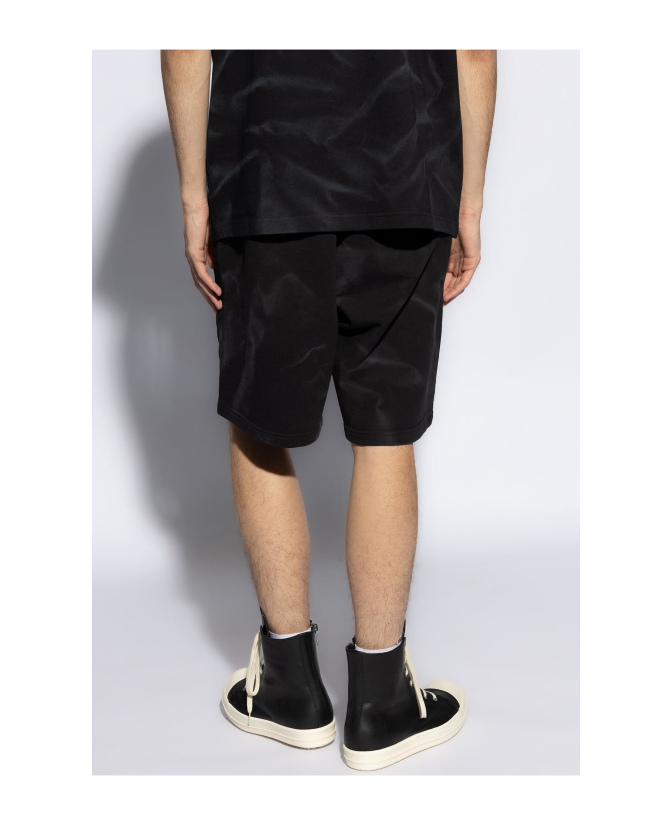 44 Label Group Cotton Shorts With Print - Black+effetto smoke