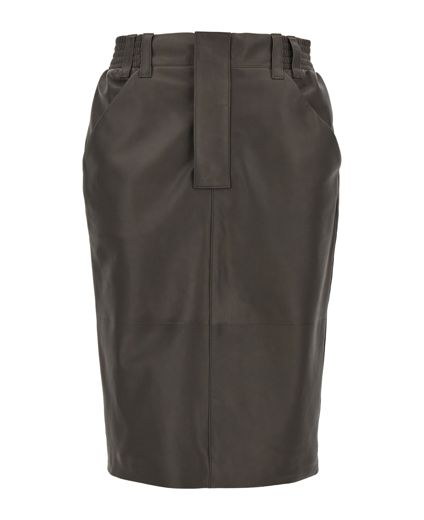 Saint Laurent Leather Skirt - Gray