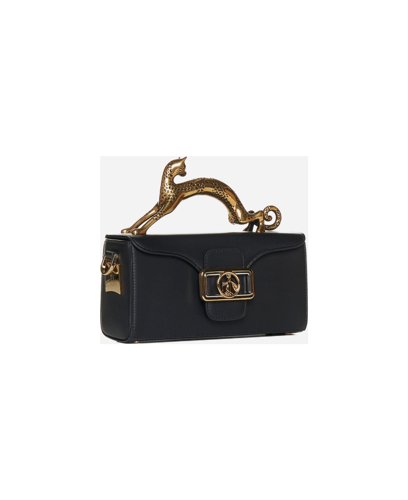 Lanvin Black Nano Pencil Cat Top Handle Bag - Black