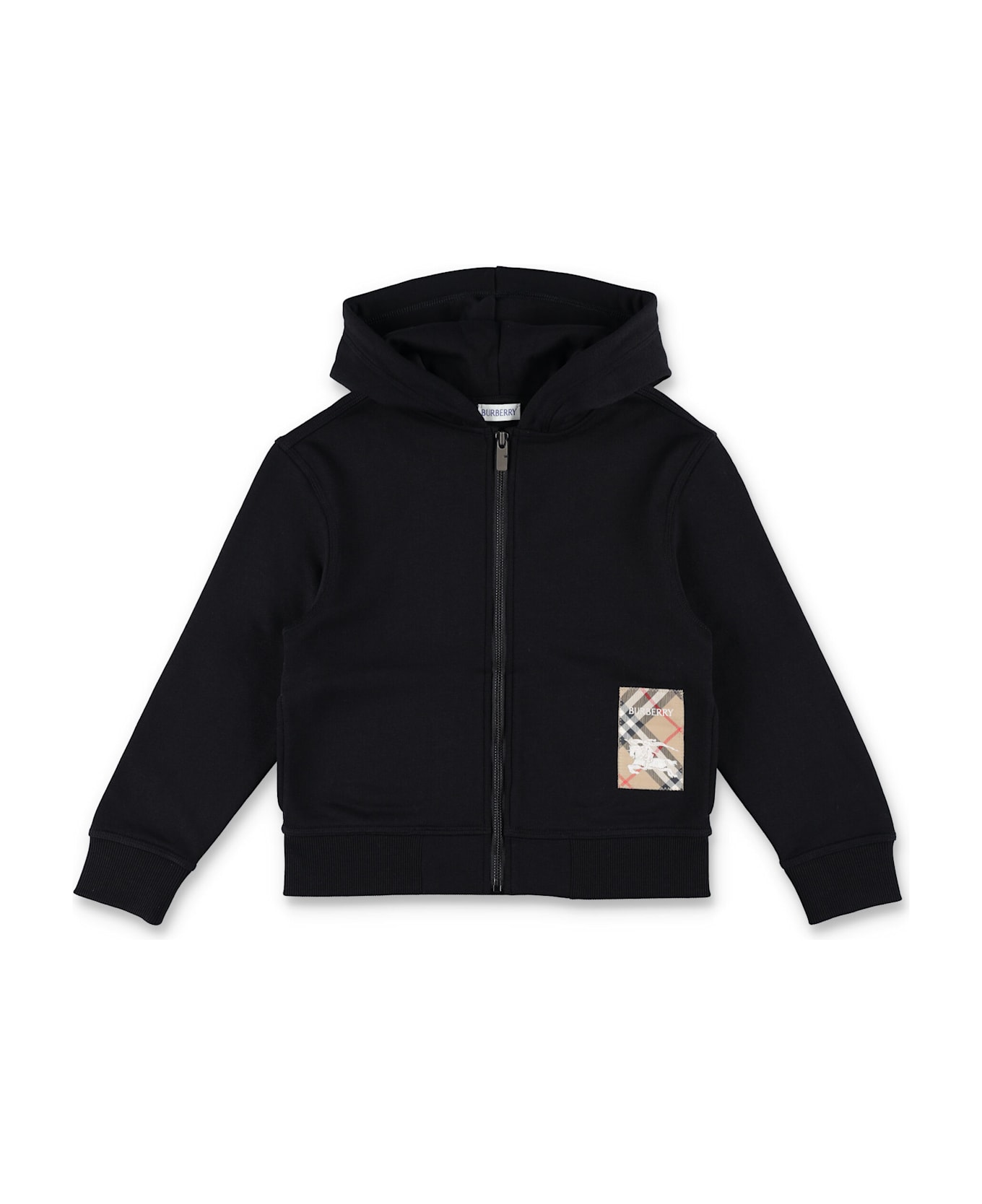 Burberry Kid - Check Label Zip Hoodie - BLACK