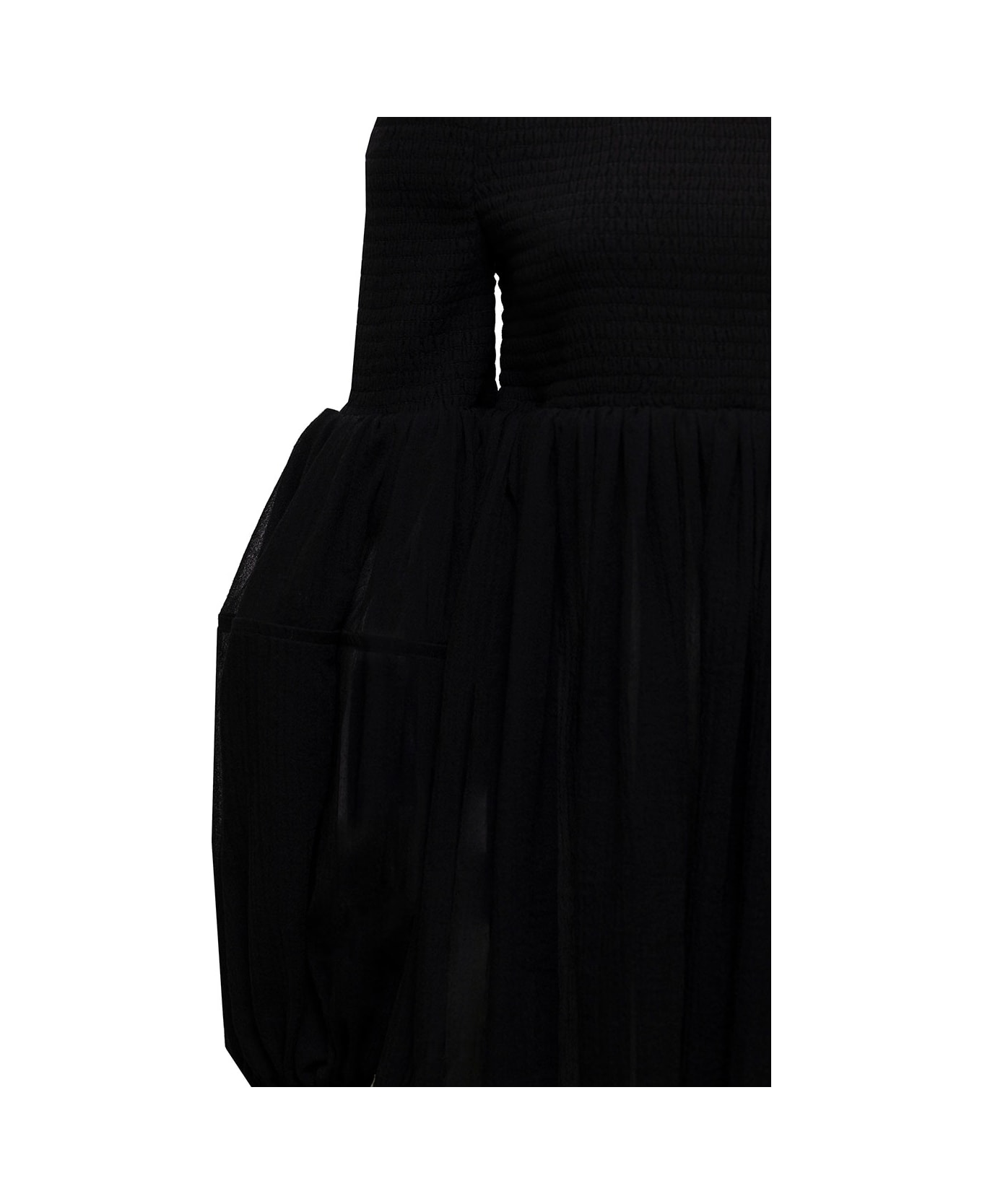 Chloé Woman's Off Shoulder Black Wool Muslin Blouse - Black