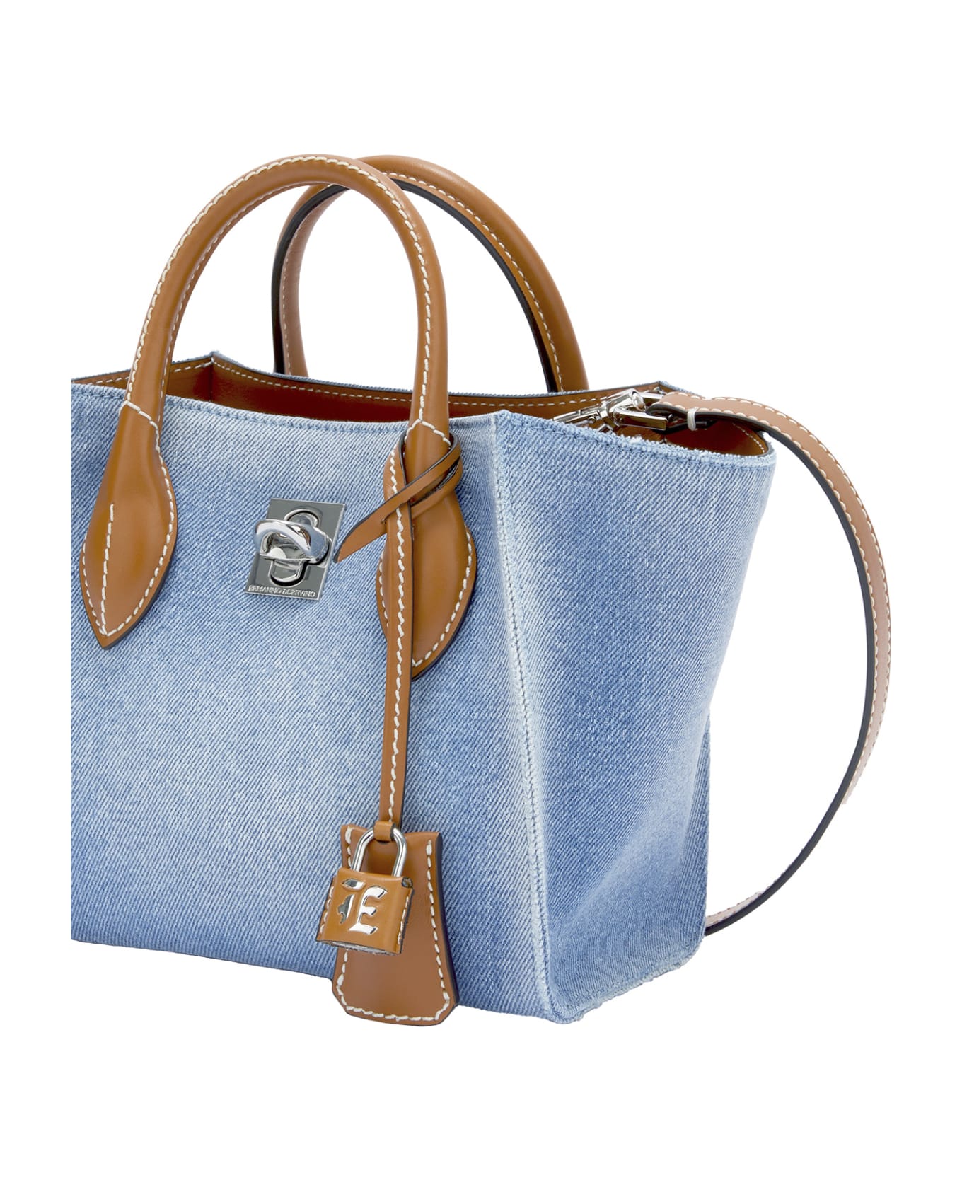Ermanno Scervino Black Mini Maggie Bag With All-over Rhinestones - Blue