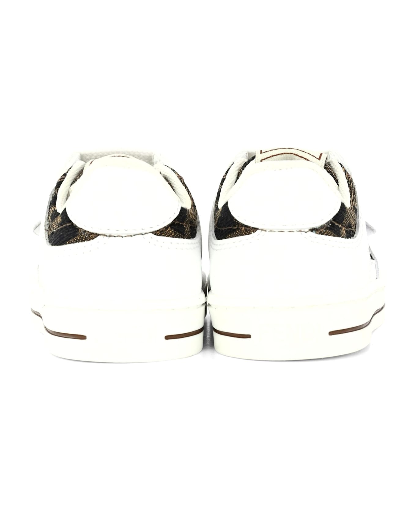 Fendi White Sneakers For Kids With Ff - White