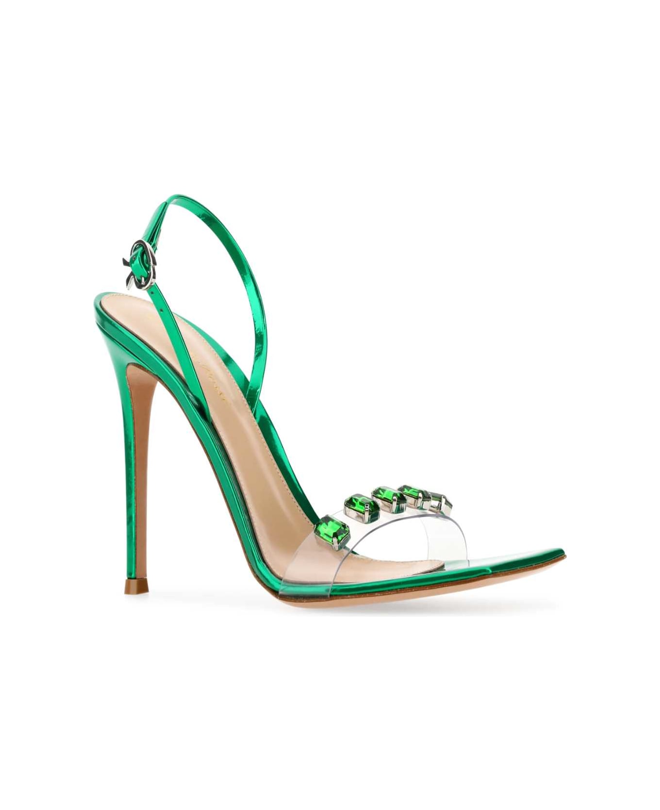 Gianvito Rossi Green Leather â and Pvc Ribbon Candy Sandals - TRGR サンダル
