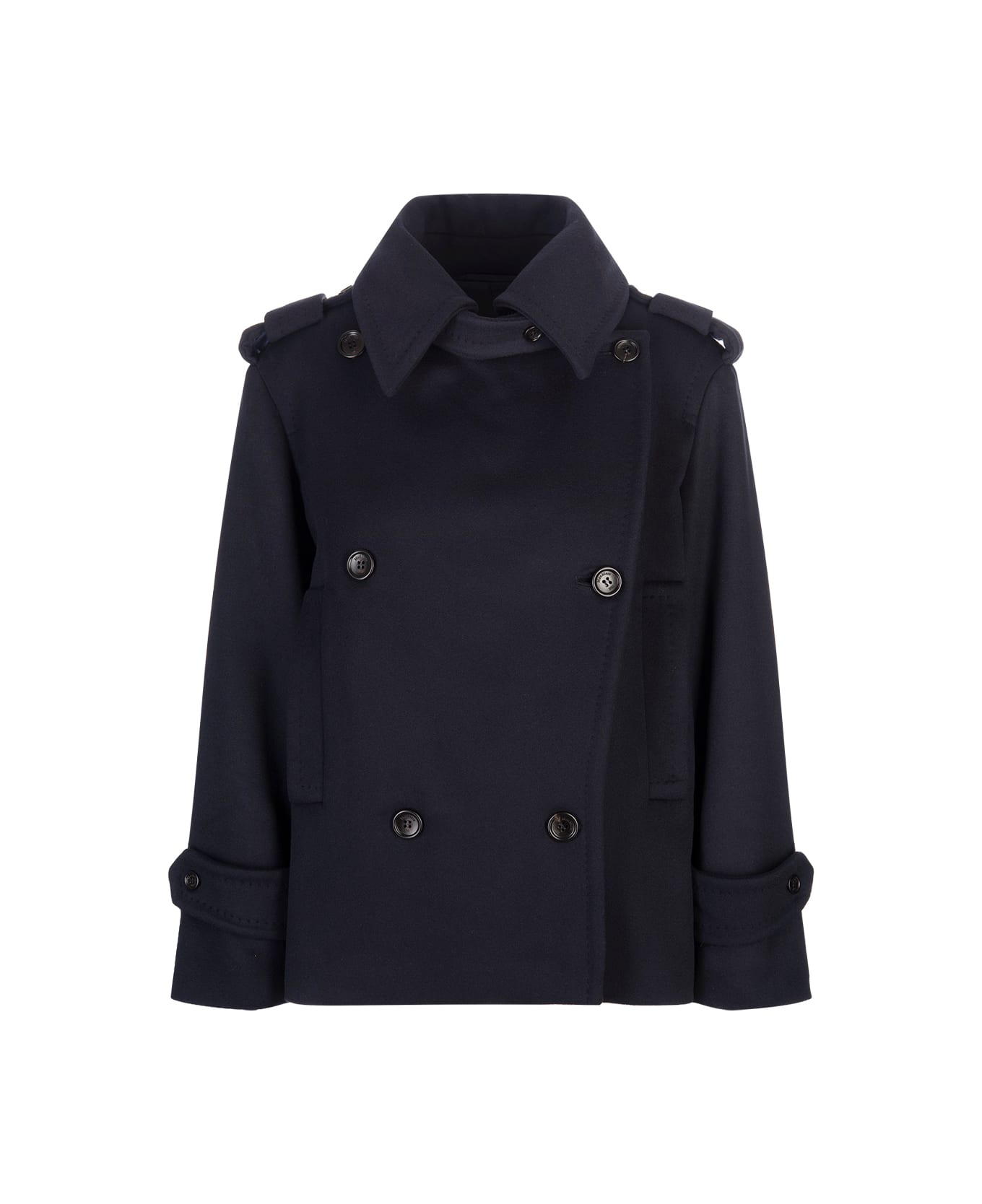 Max Mara Navy Blue Laveno Short Coat - Blue