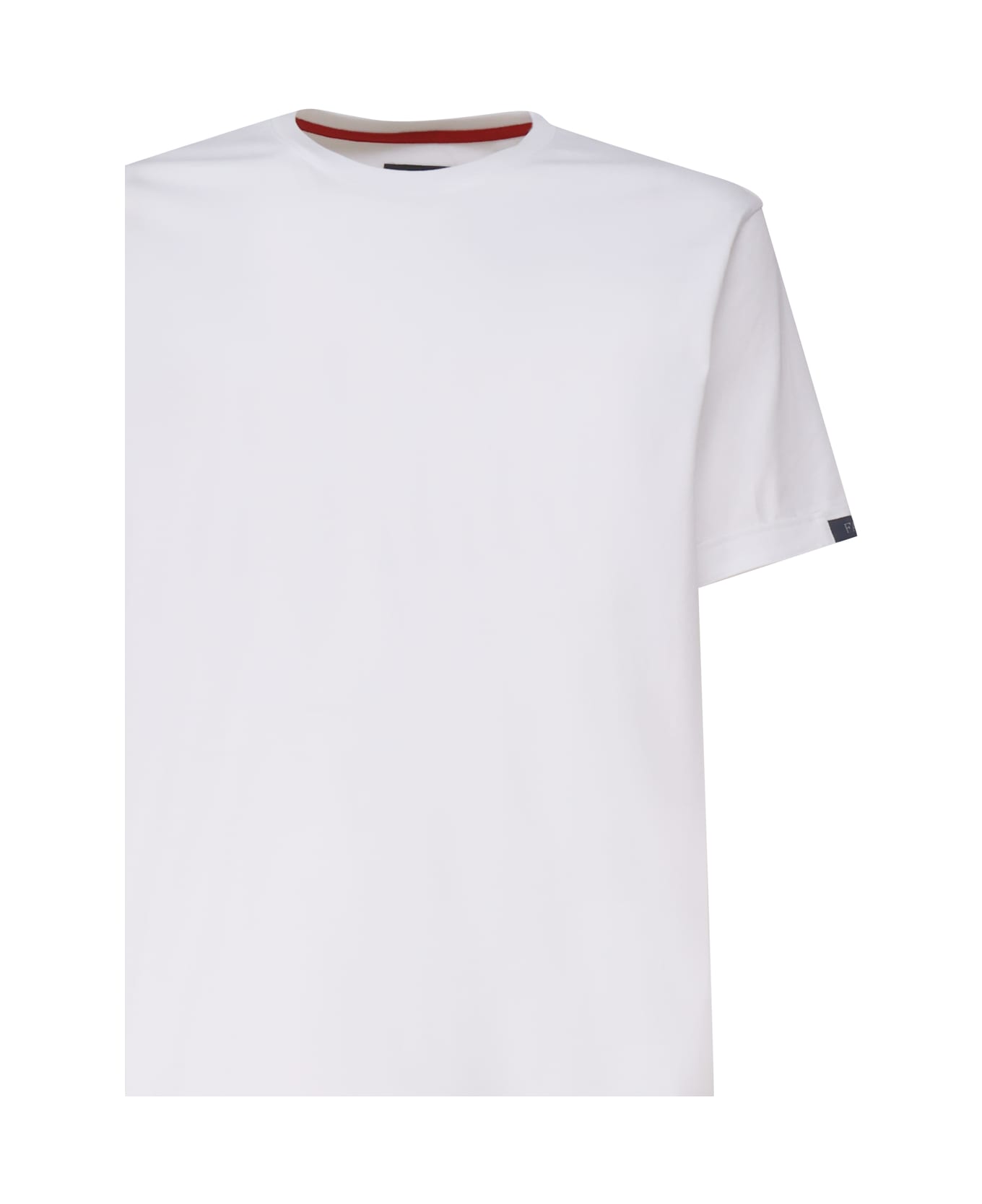 Fay Cotton T-shirt With Contrasting Color Collar - White
