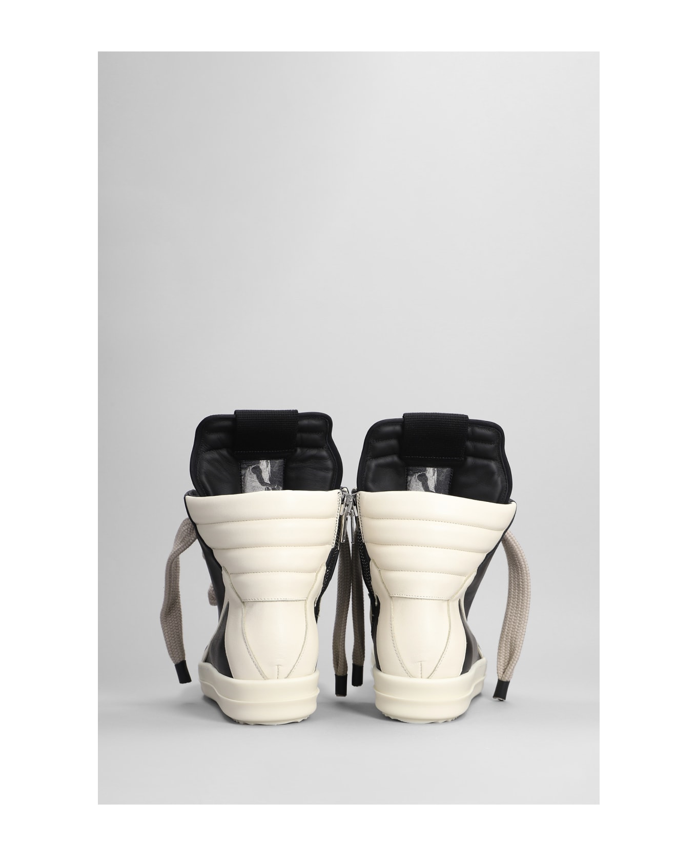 Rick Owens Jumbolaced Geobasket Sneakers In Black Leather - Black Milk