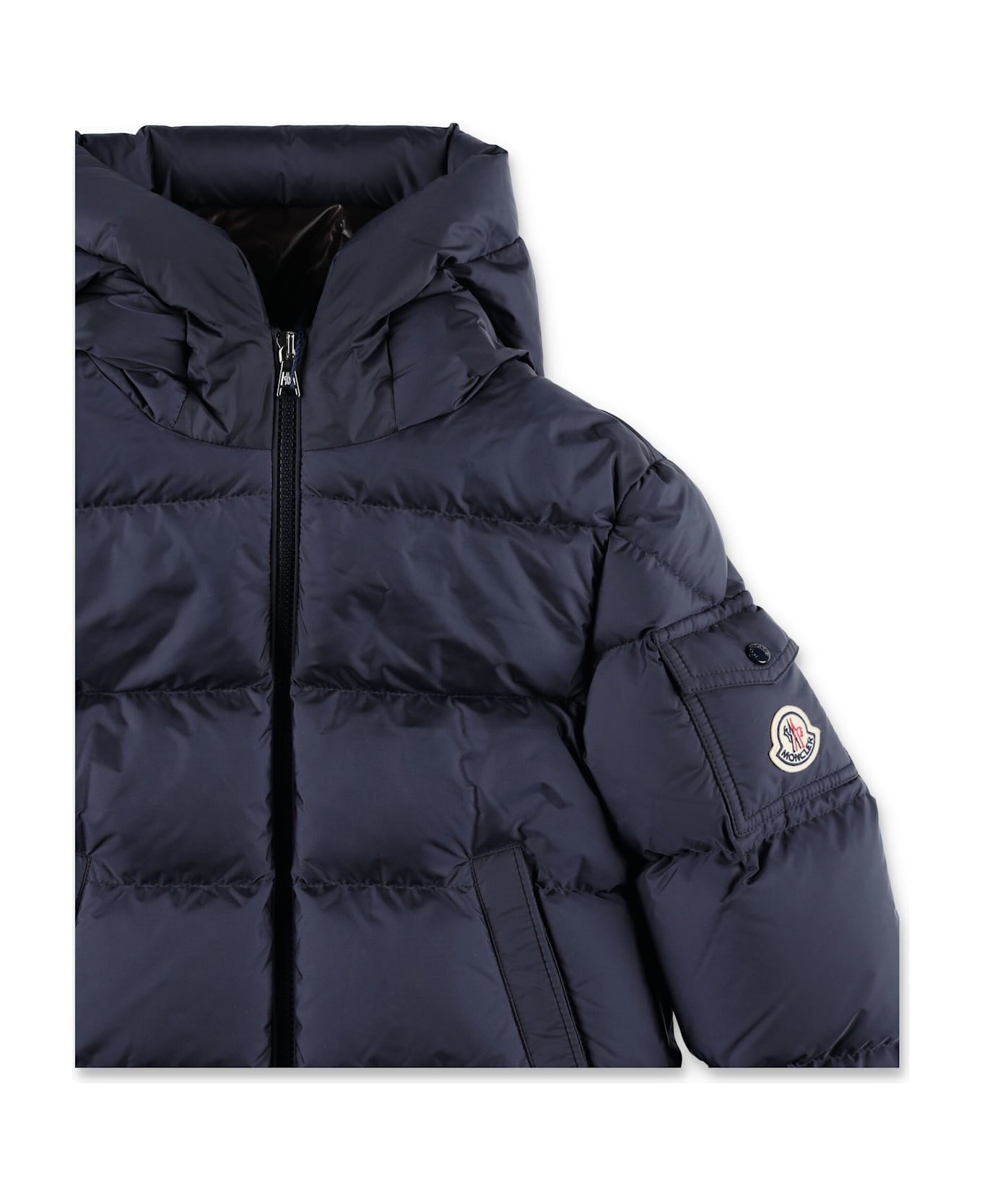 Moncler Eranu Hooded Down Jacket In Nylon For Kids - NAVY