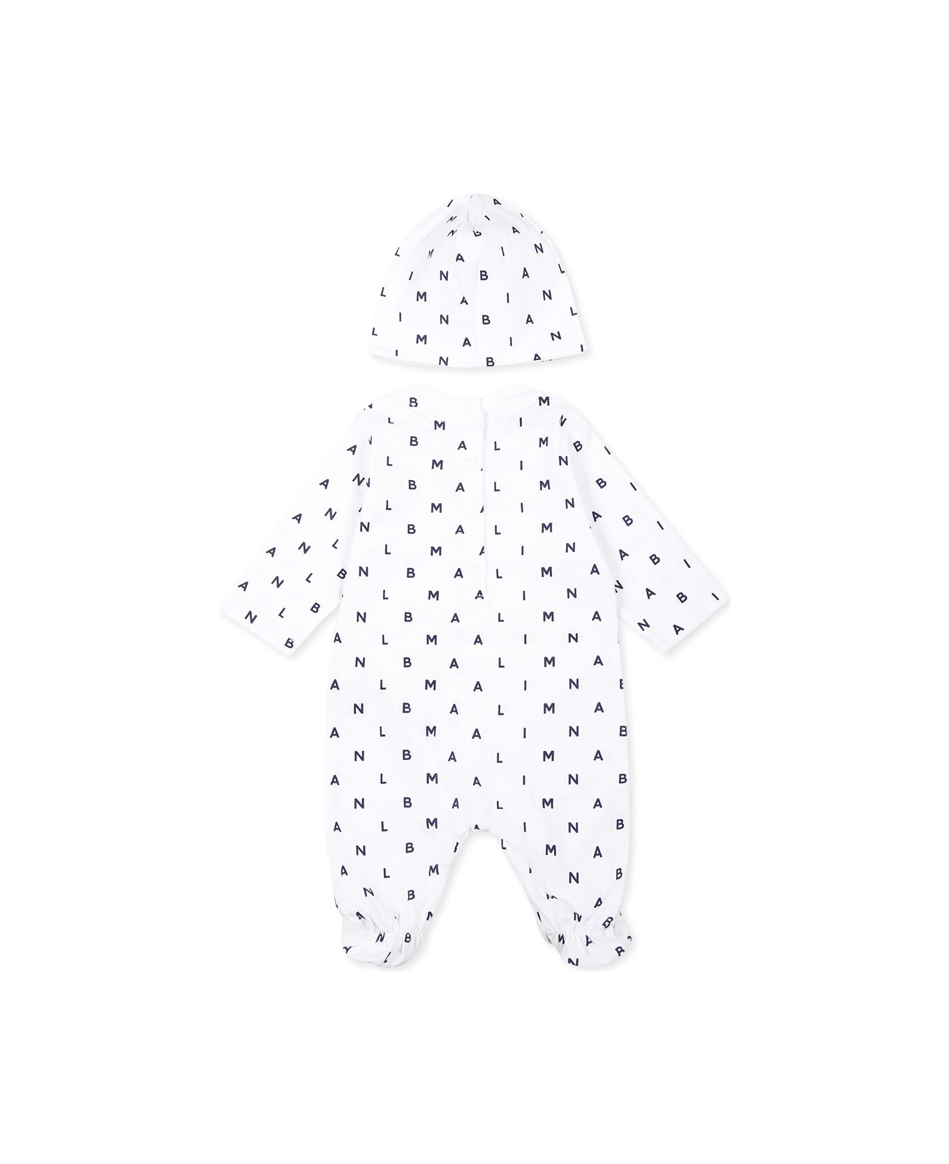 Balmain White Babaygrow Set For Bbaykids With Logo - White アクセサリー＆ギフト