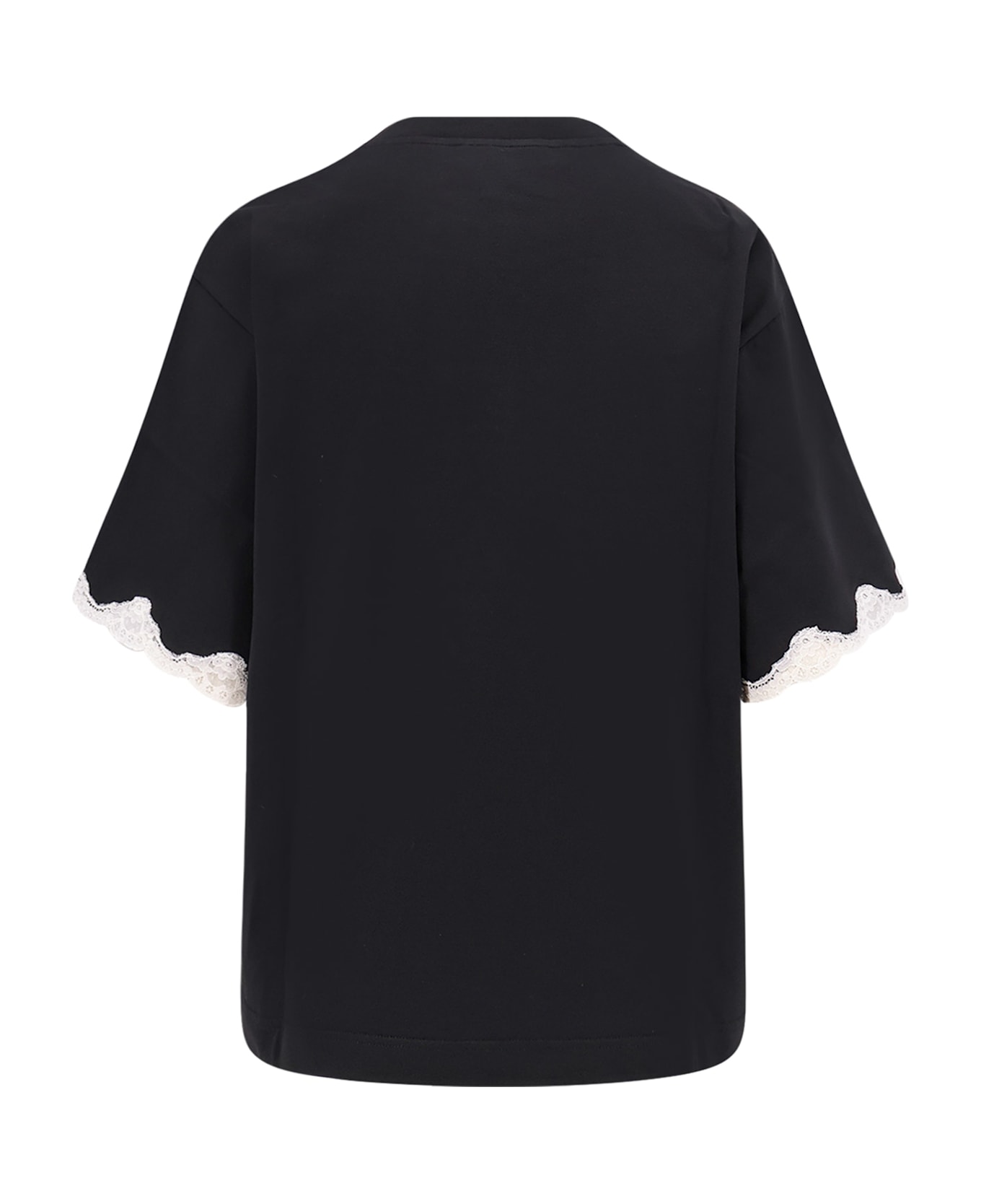 Dolce 
Gabbana Cotton T-shirt With Lace Details - Black
