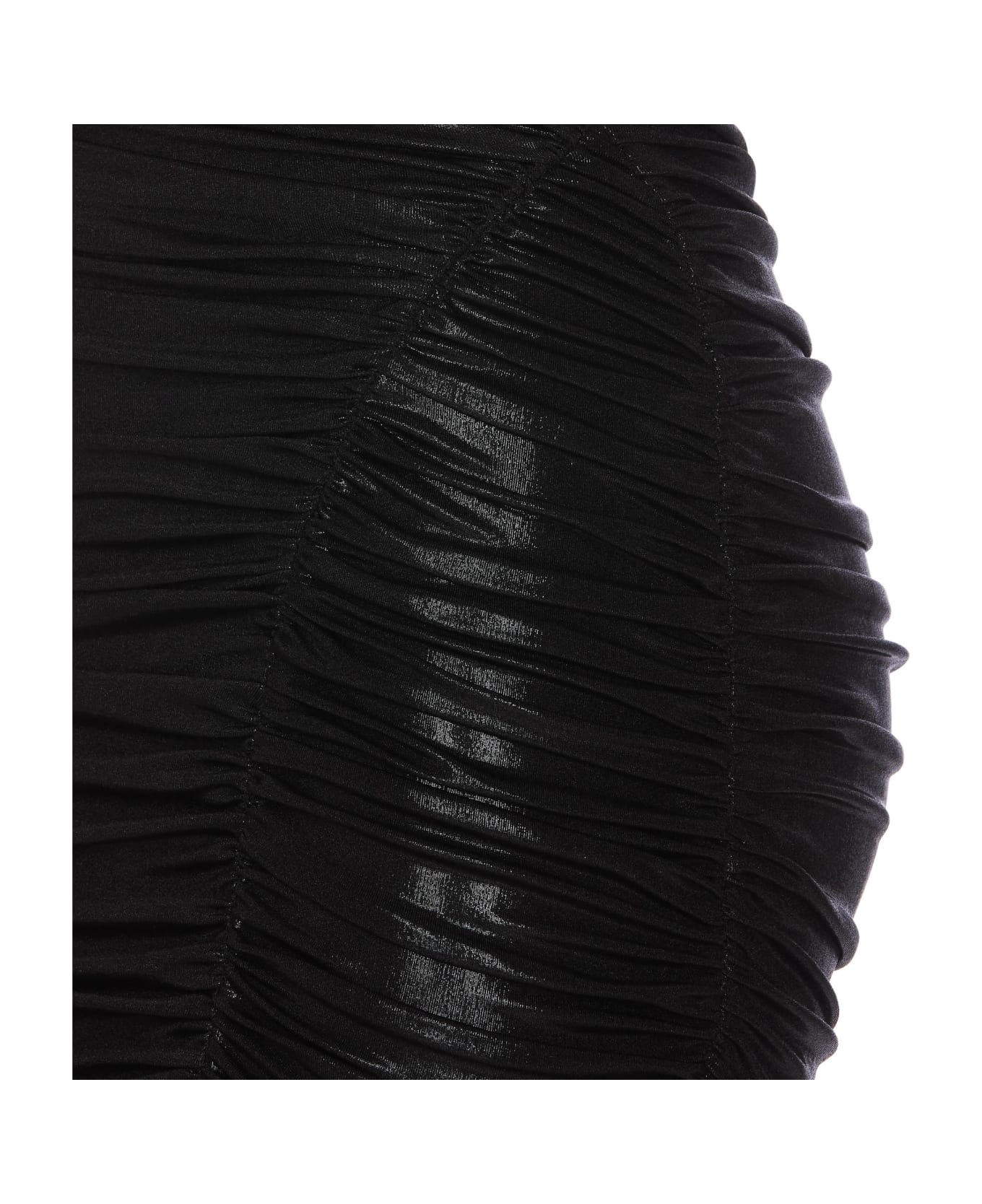 Elisabetta Franchi Mini Dress In Draped Metallic Jersey - Black