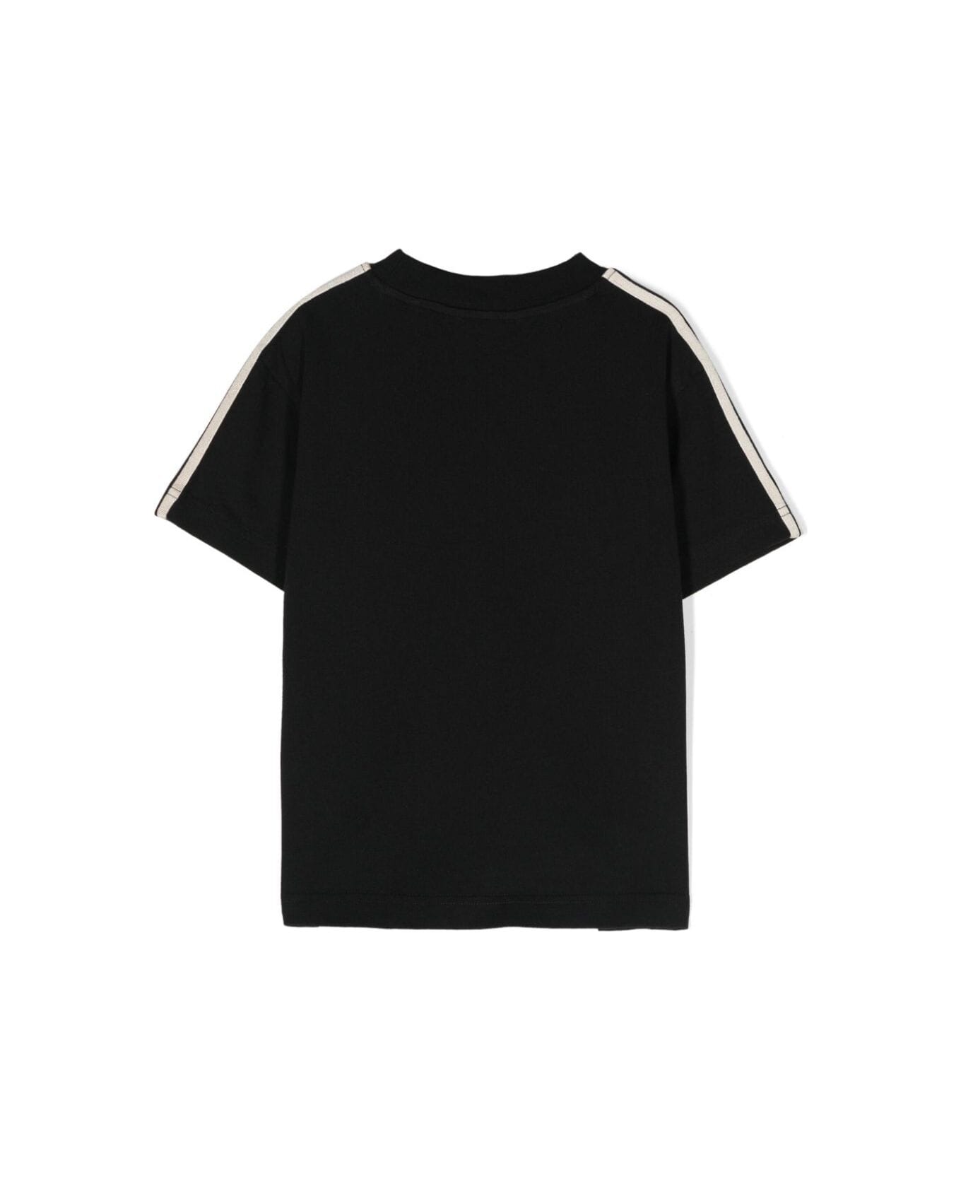 Palm Angels Black T-shirt With Logo In Cotton Boy - Black Tシャツ＆ポロシャツ