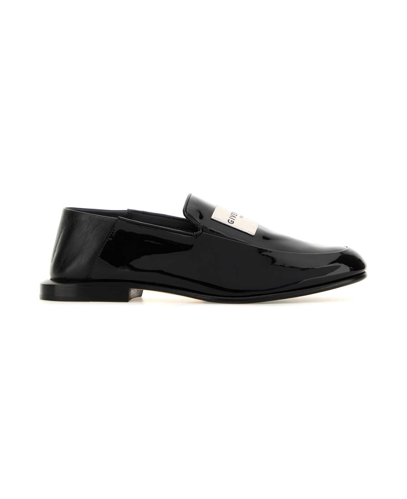 Givenchy Black Leather Label Loafers - BLACK