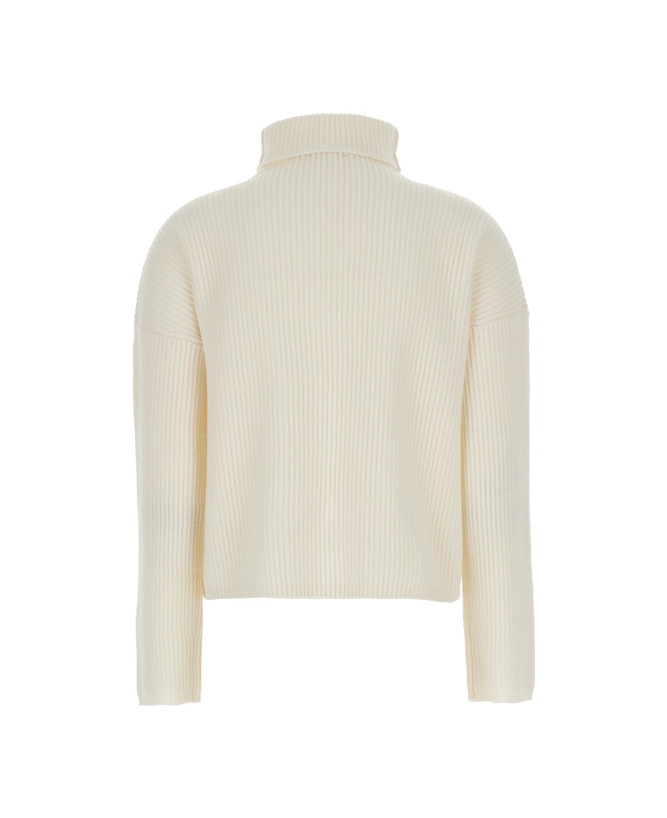 Max Mara Studio Golia Maglia Collo Alto Misto Cachemire - White