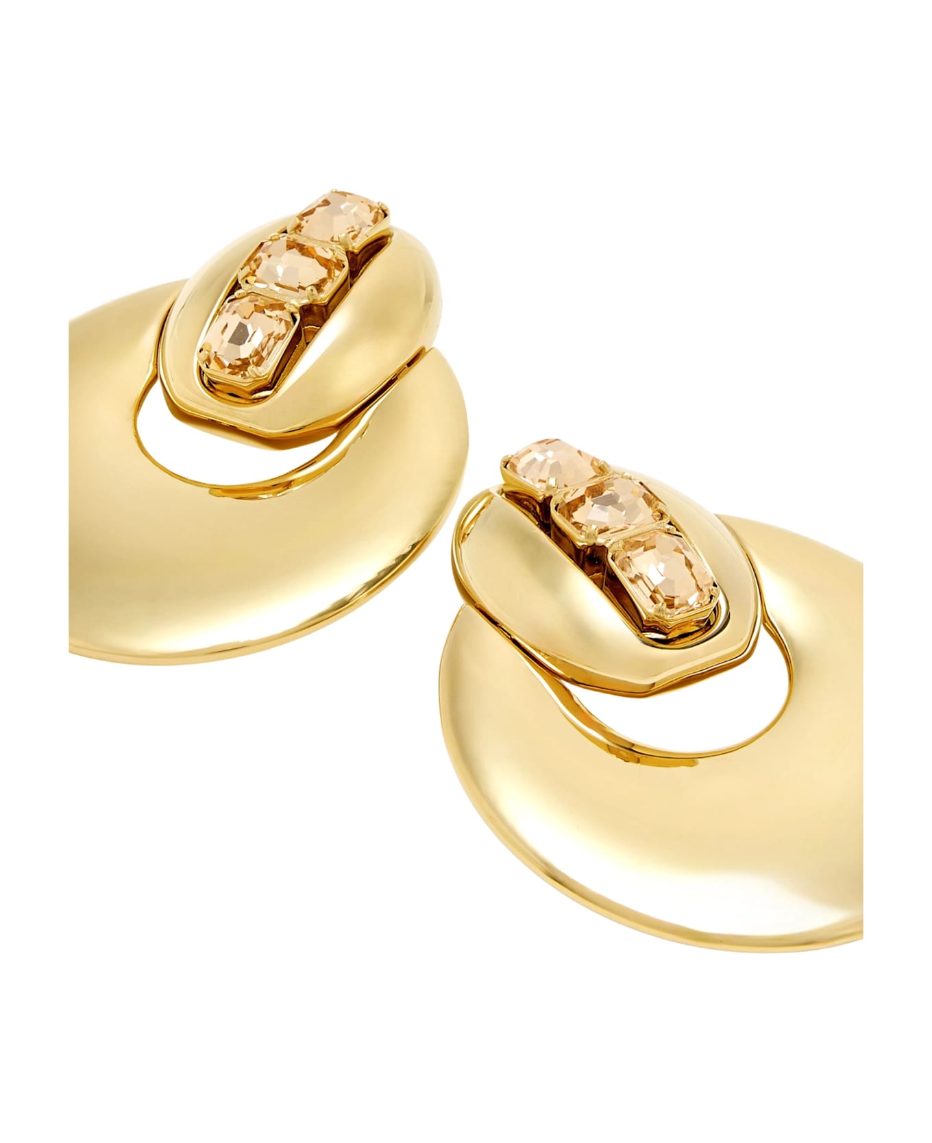 Saint Laurent Rhinestone Disc Earrings - Golden