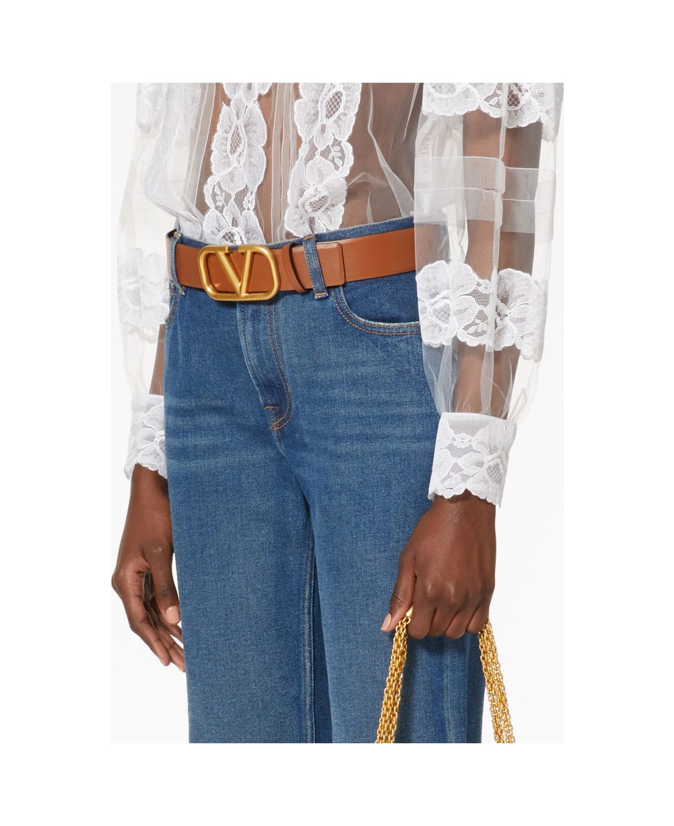 Valentino Garavani Leather Reversible Vlogo Belt - Leather Brown