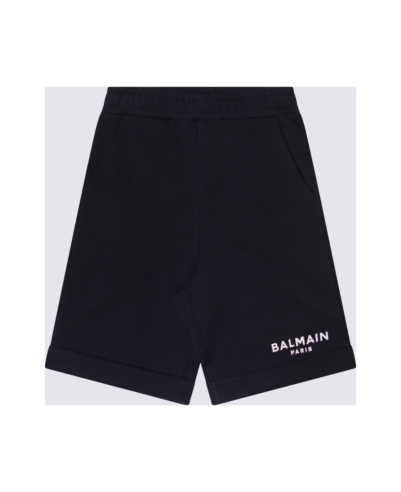 Balmain Navy Blue Cotton Shorts - BLU NAVY/BIANCO ボトムス