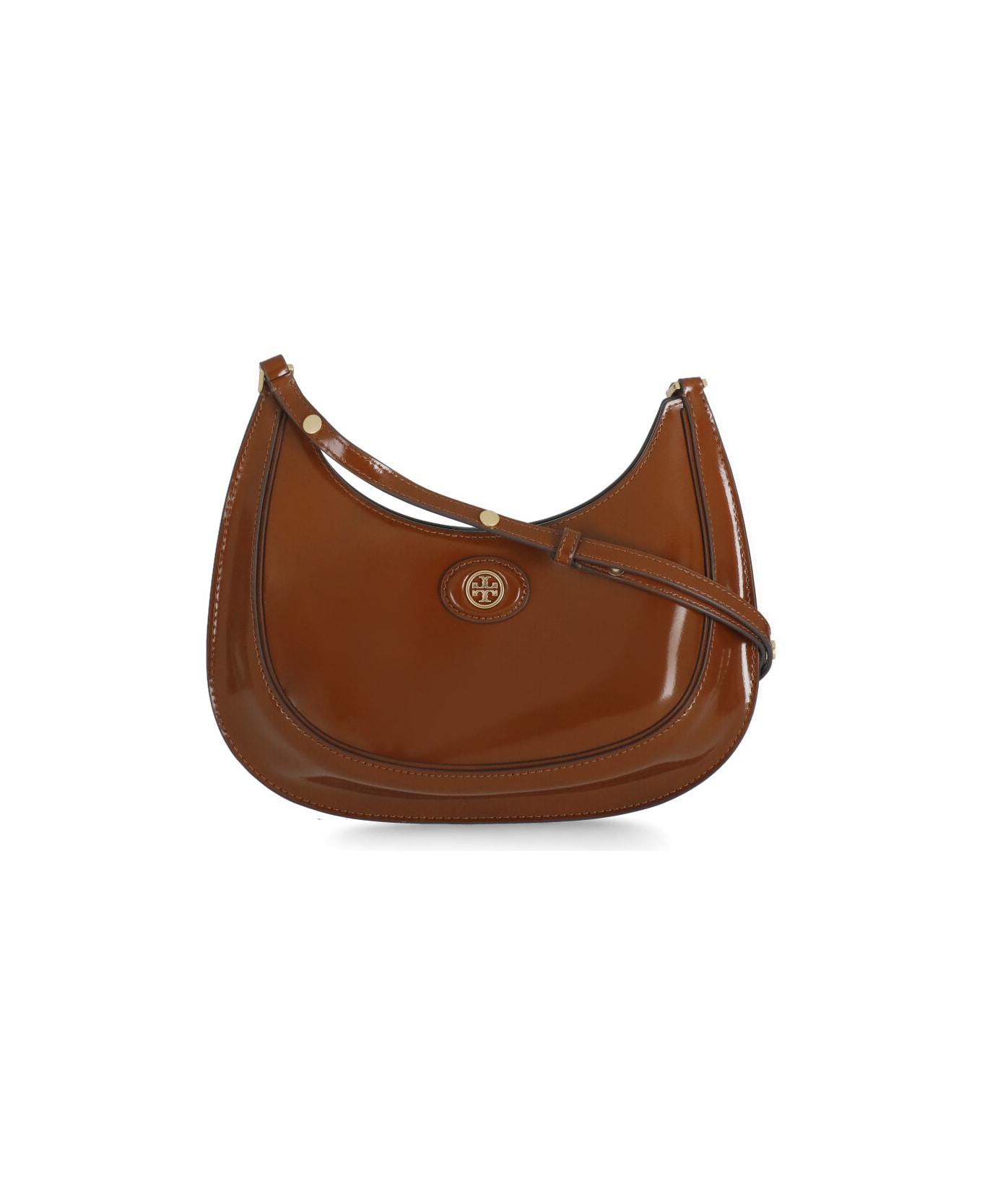 Tory Burch Robinson Brushed Leather Crescent Bag - Brown