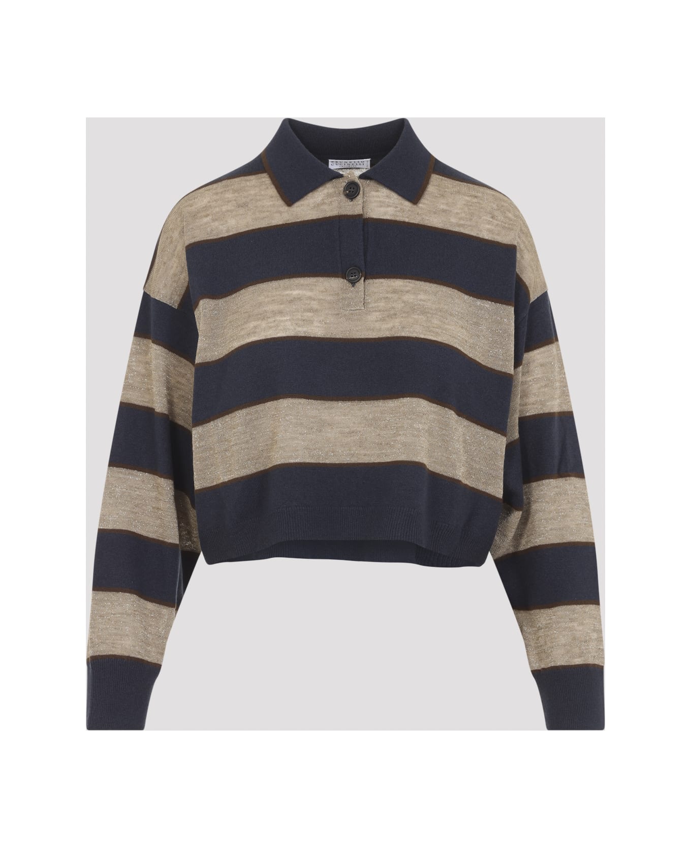 Brunello Cucinelli Jersey Striped Polo - Blue Brown