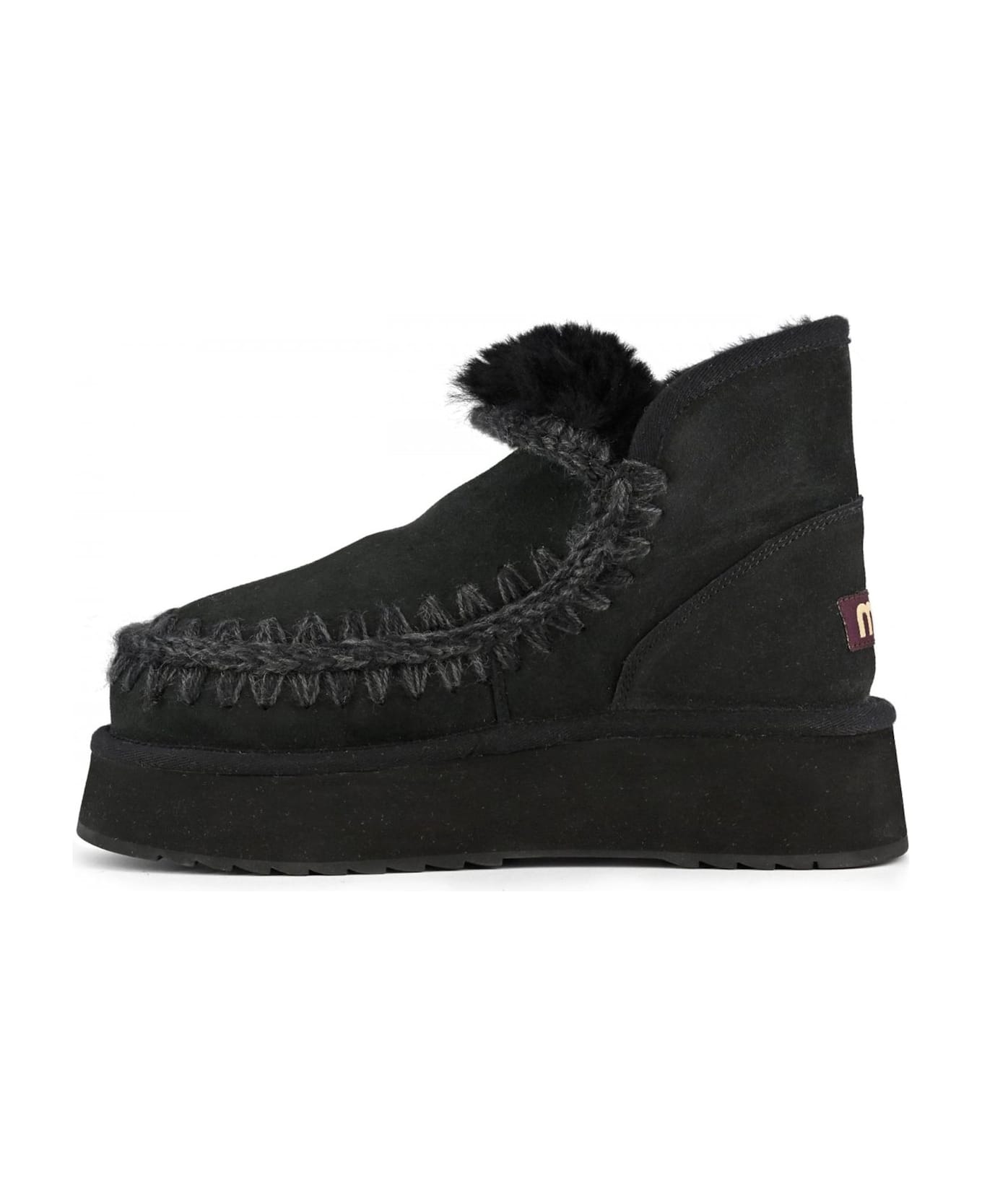 Mou Mini Eskimo Platform Boot In Black Suede - Black