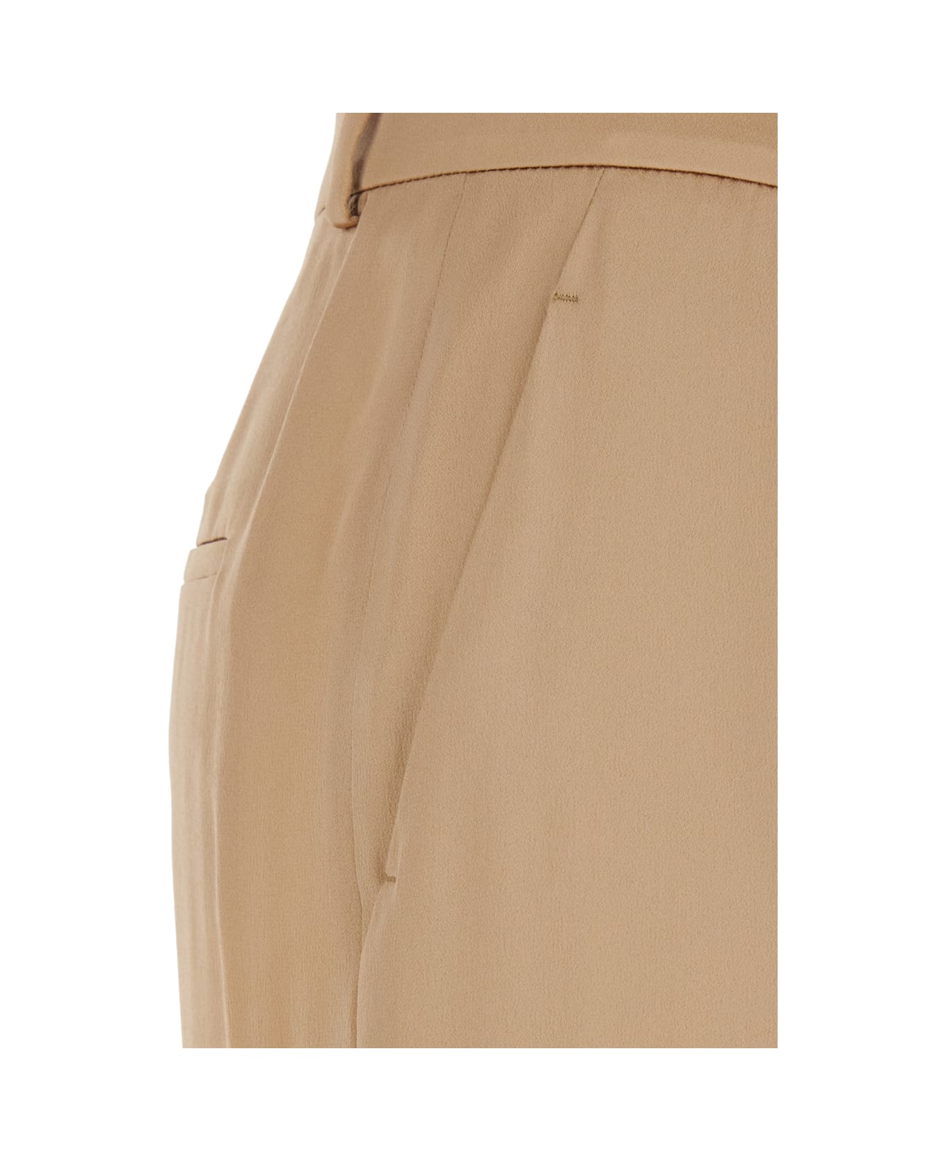 Alberta Ferretti Beige Pants With High Waist And Belt Loops In Silk Blend Woman - Pink