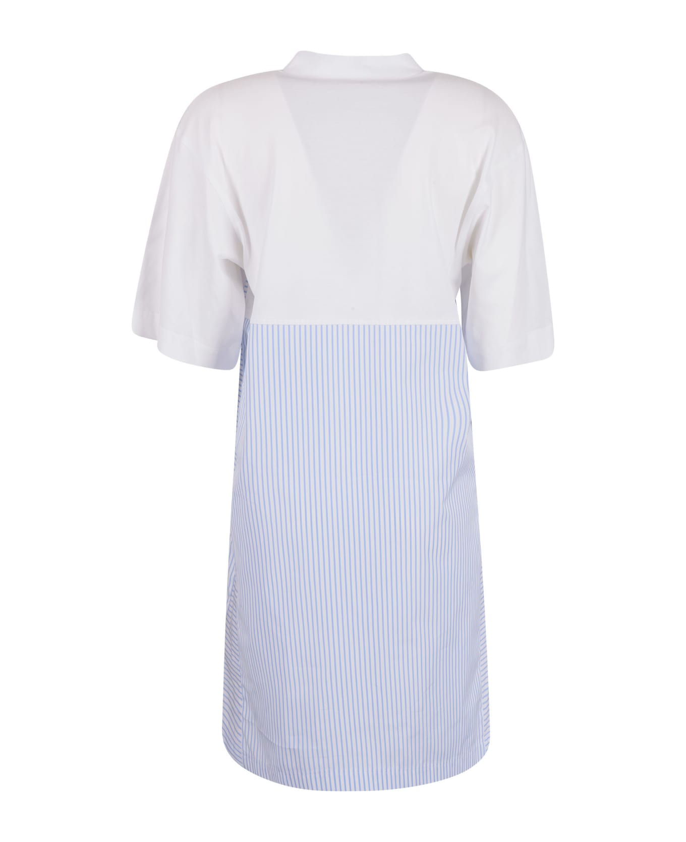 Palm Angels Fringed T-shirt Dress - White/Light Blue