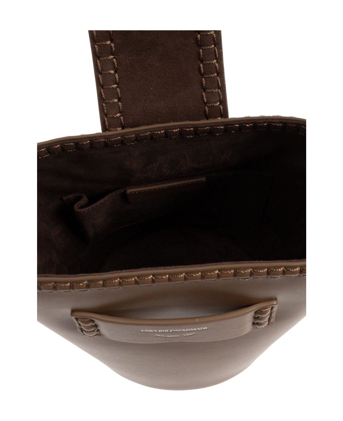 Emporio Armani Shoulder Bag With Logo - Leather Brown