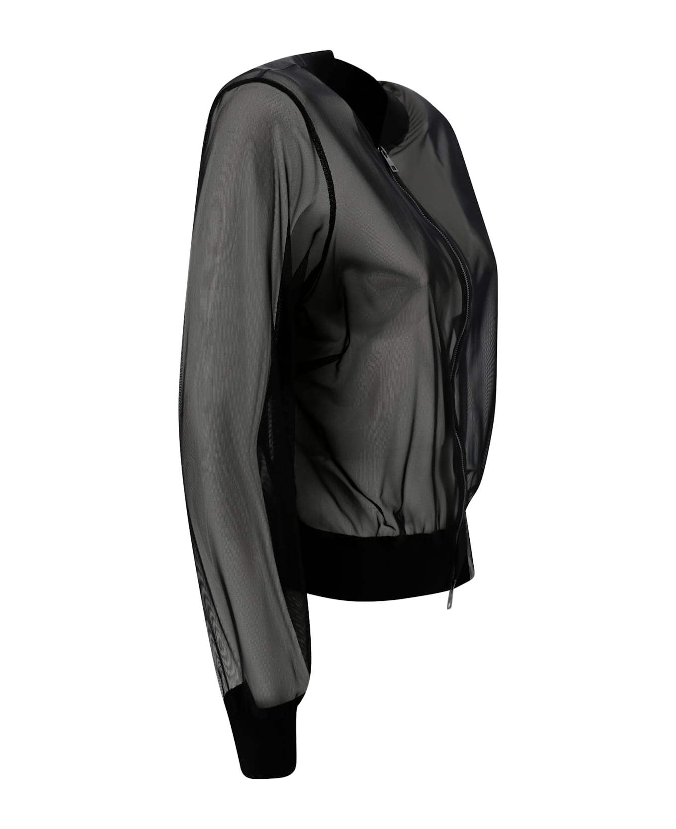 D.Exterior Tulle Bomber Jacket - Black
