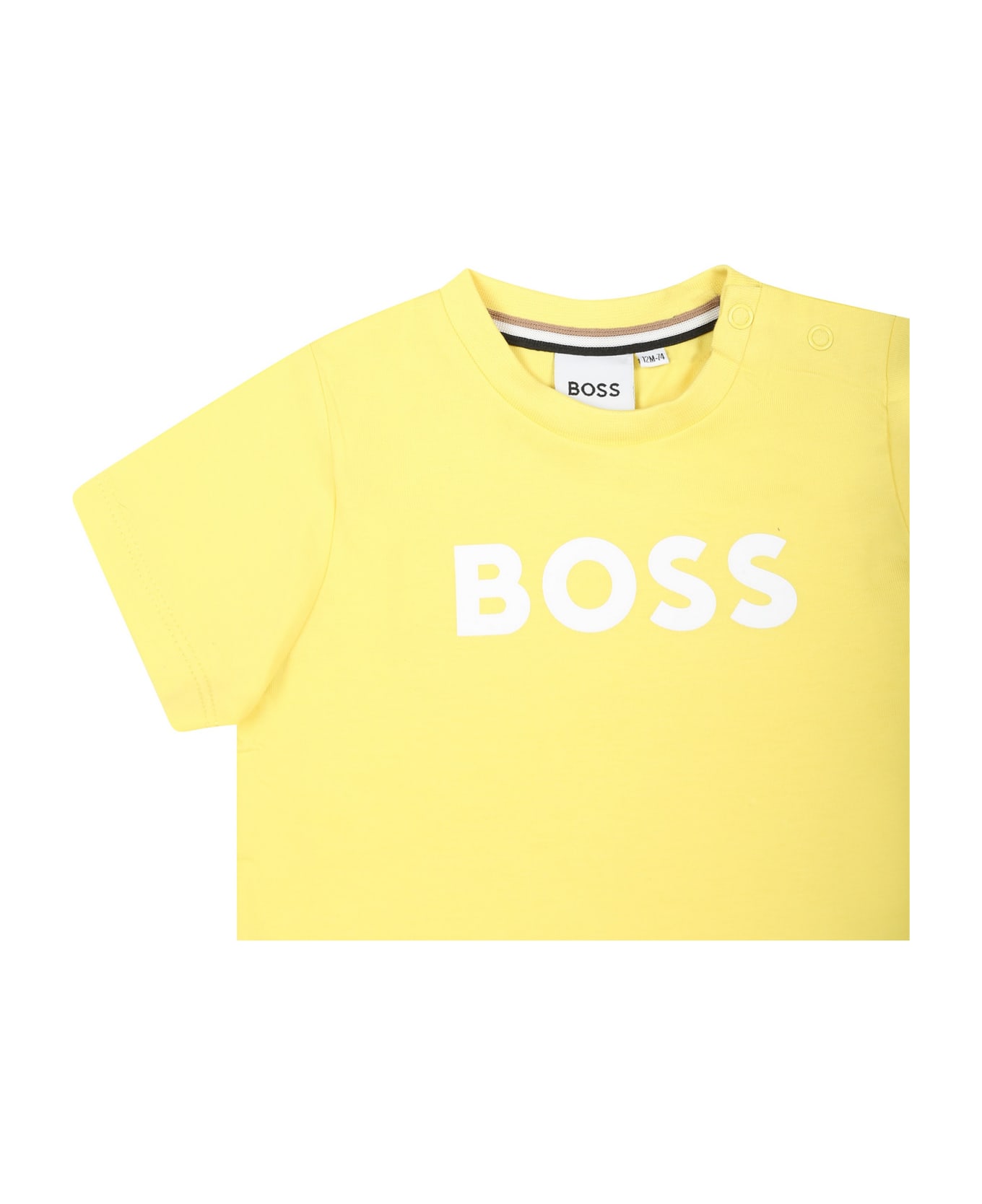 Hugo Boss Yellow T-hirt For Baby Boy With Logo - Yellow Tシャツ＆ポロシャツ