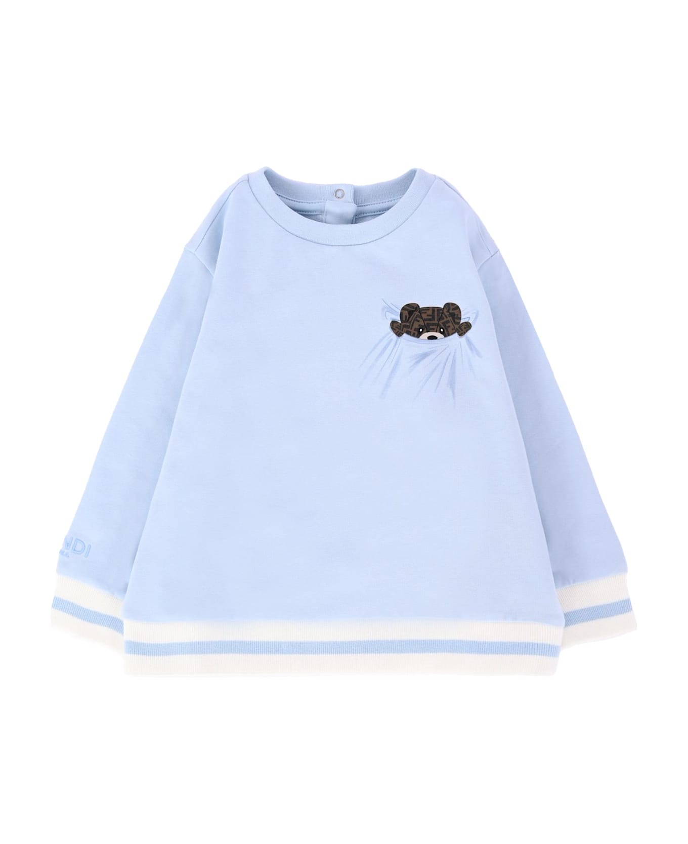 Fendi Light Blue Sweatshirt For Baby Boy With Teddy Bear - Light Blue
