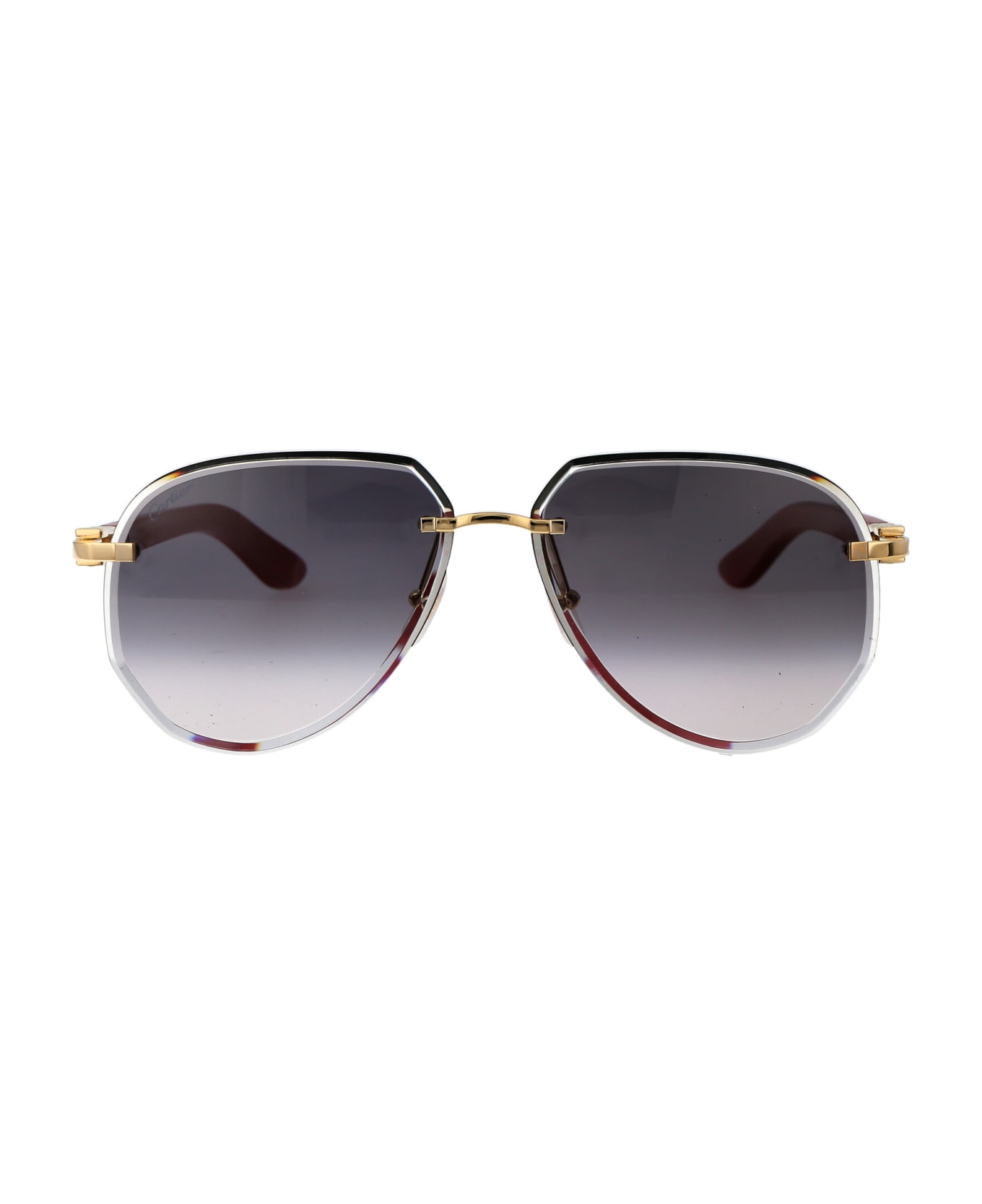 Cartier Eyewear Ct0440s Sunglasses - 003 GOLD RED GREY サングラス