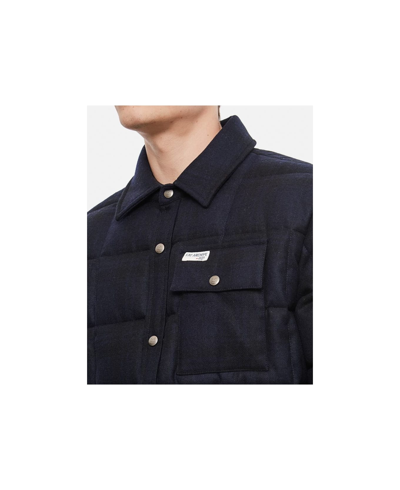 Fay Quilted Overshirt Jacket - Blue