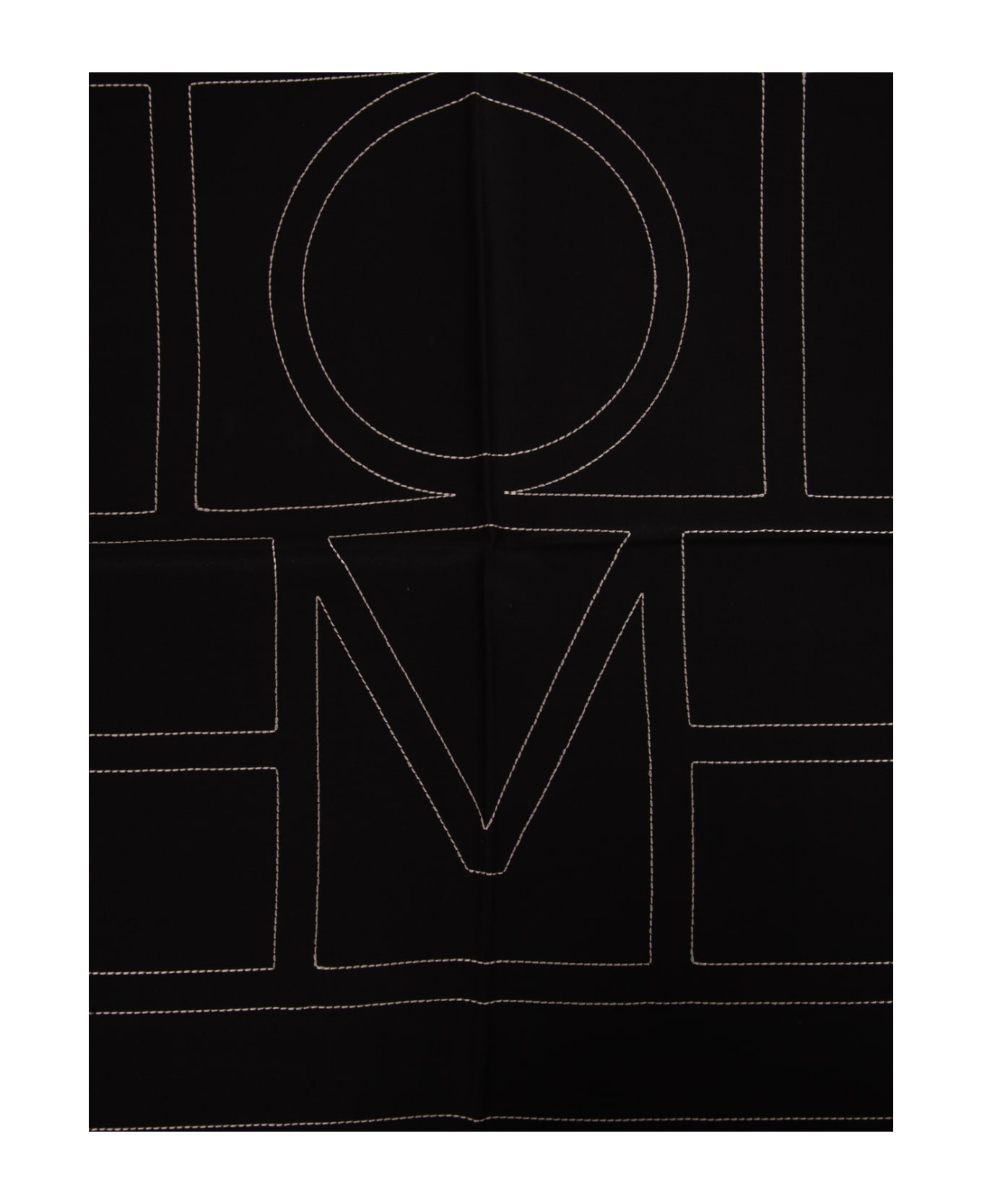 Totême Embroidered Monogram Silk Scarf - Black Creme