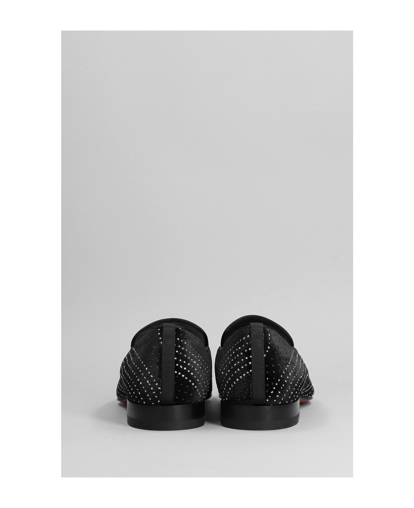 Christian Louboutin Loafers In Black Velvet - black