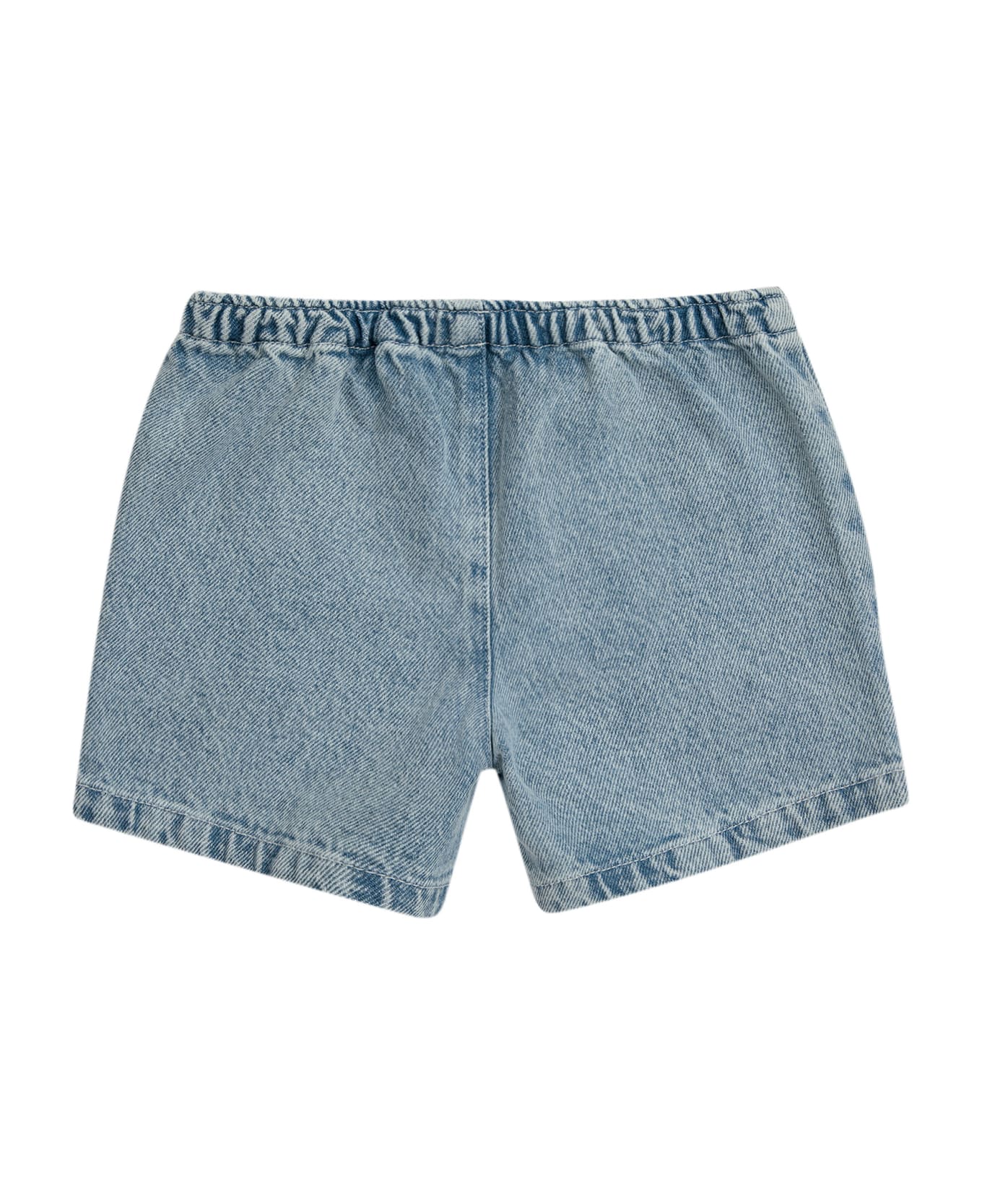 Bobo Choses Denim Shorts For Baby Boy With Yellow Pockets And Logo - Denim