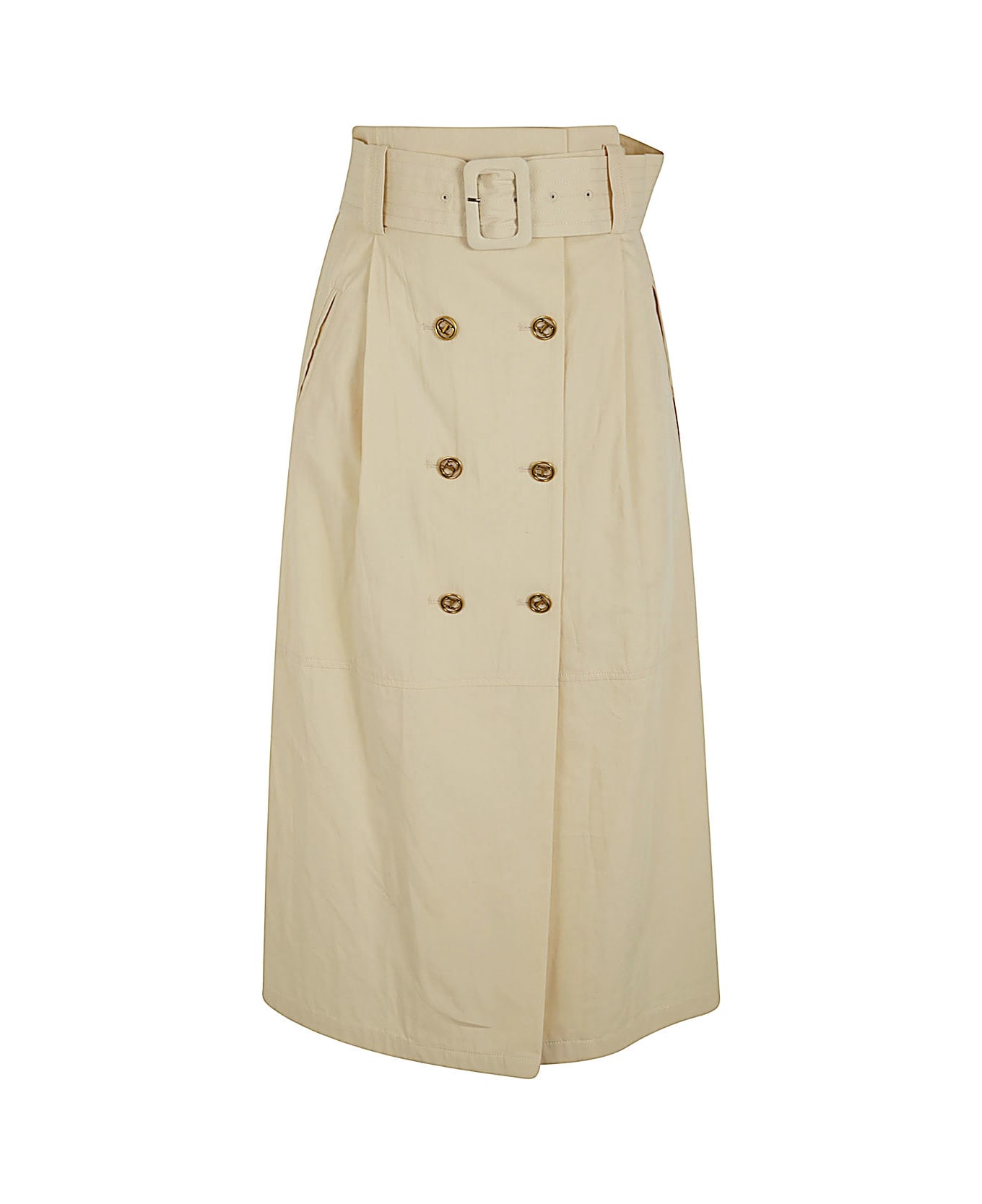 TwinSet Belted Midi Skirt - Parchment