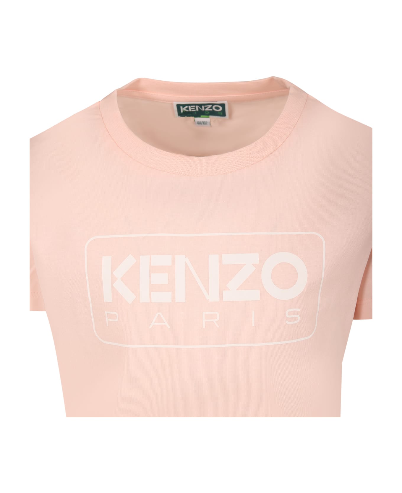 Kenzo Kids Pink T-shirt For Girl With Logo - T Rosa Velato