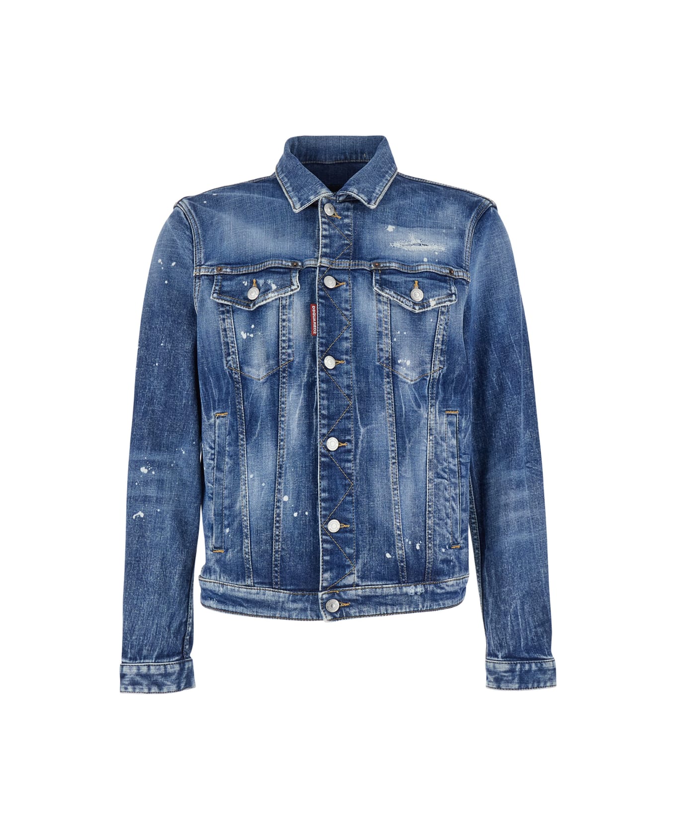 Dsquared2 'dan' Blue Jacket With Classic Collar In Denim Man - Blu